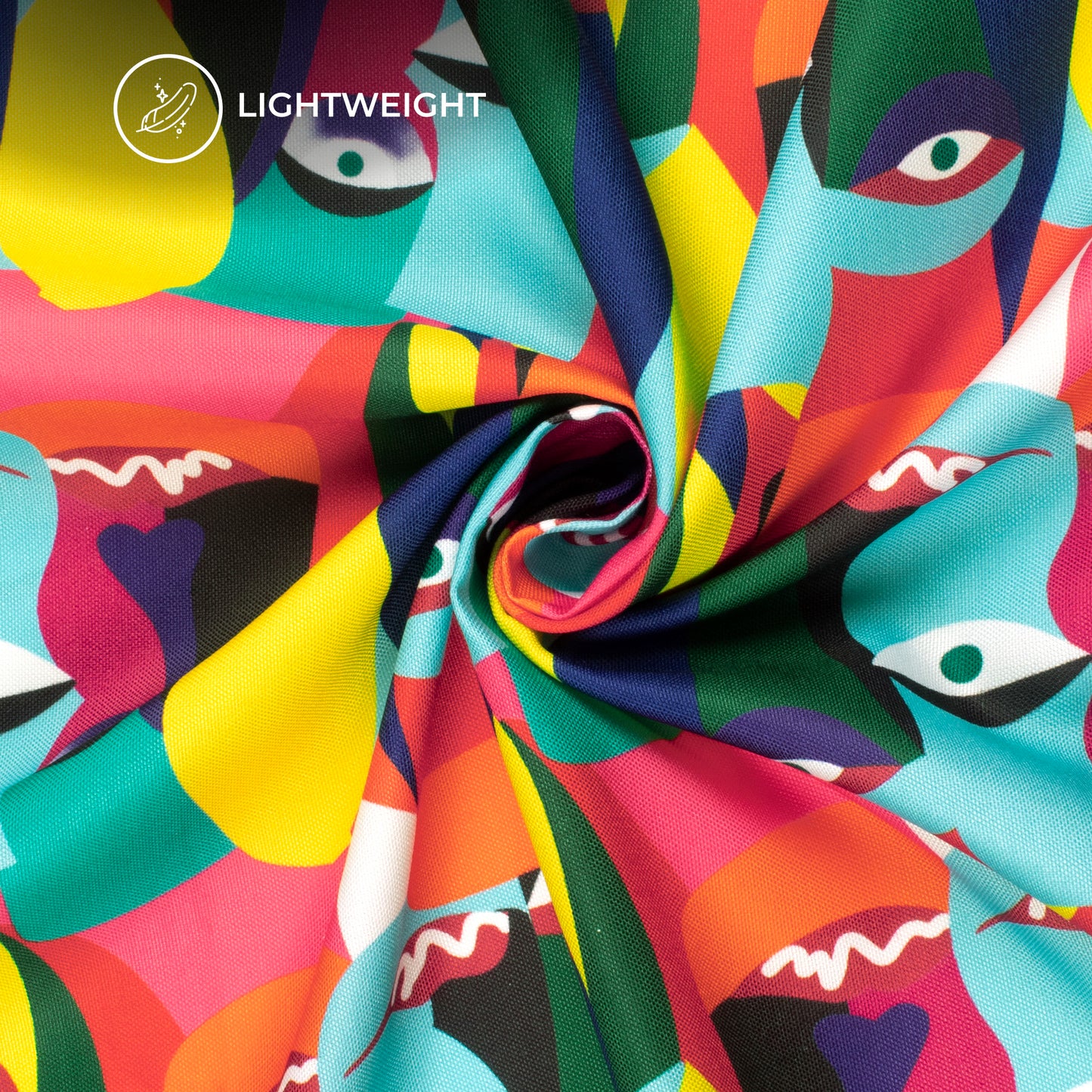 illusion Evil Eye Quirky Digital Print Rayon Fabric