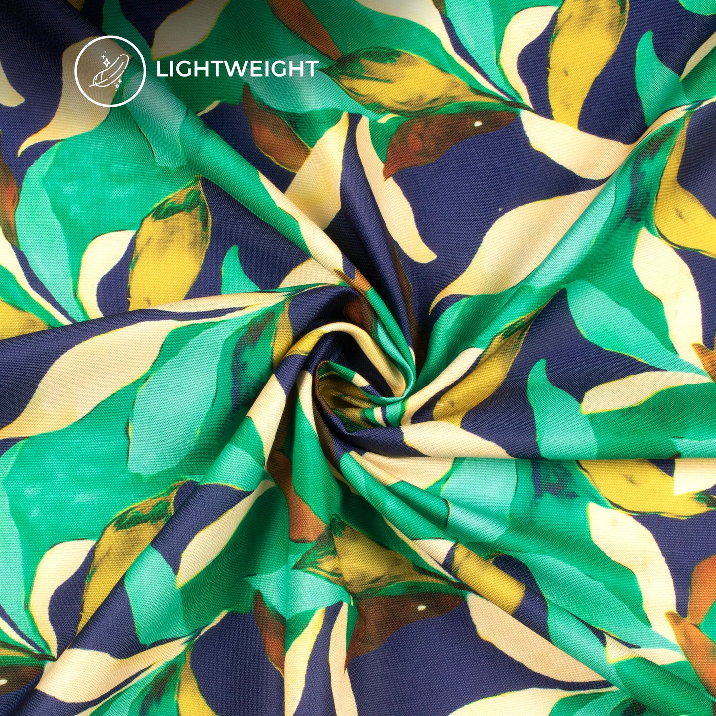 Modern Green Leaves Digital Print Rayon Fabric