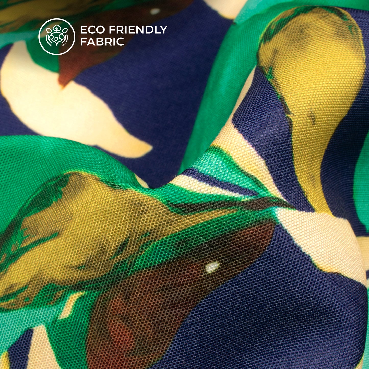 Modern Green Leaves Digital Print Rayon Fabric