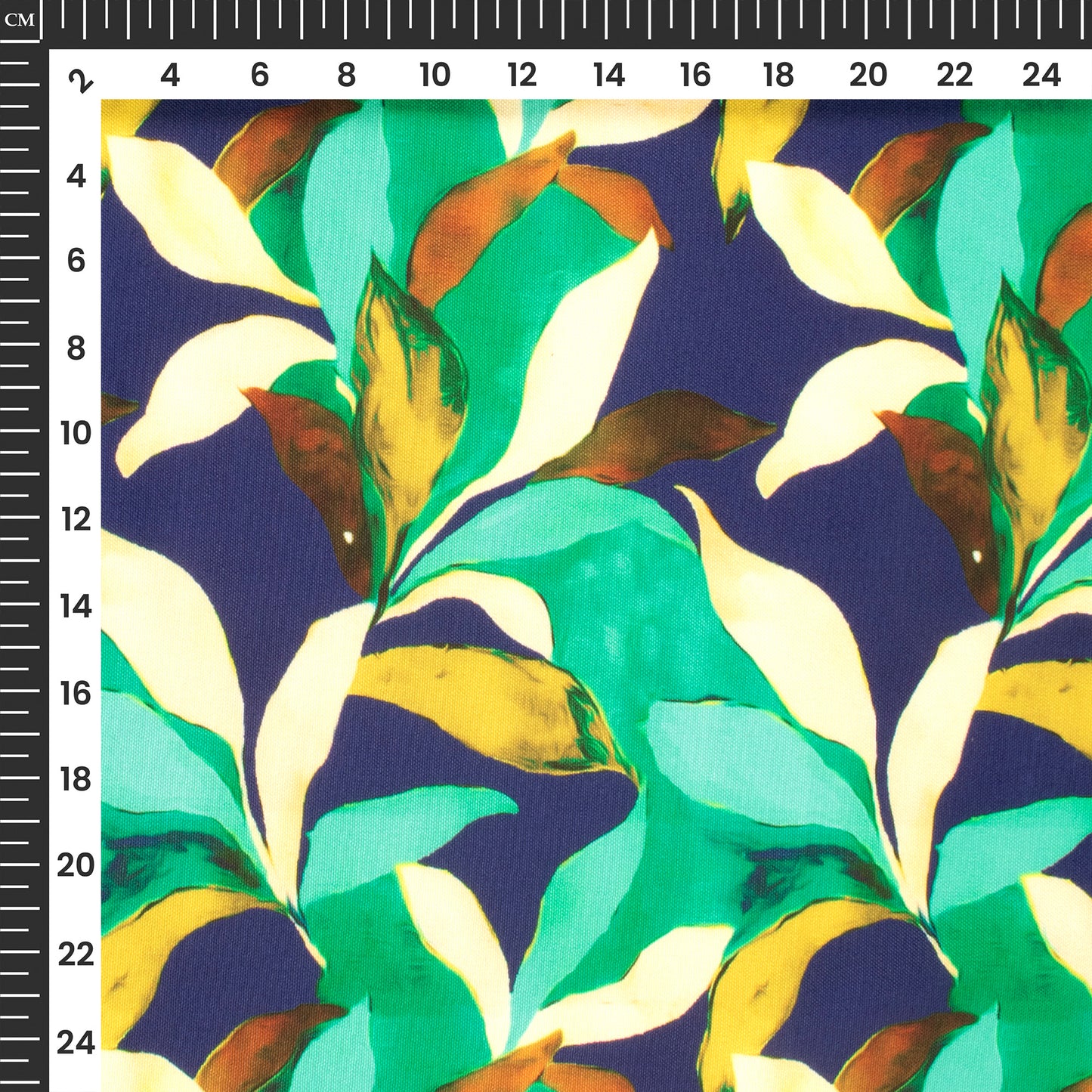 Modern Green Leaves Digital Print Rayon Fabric