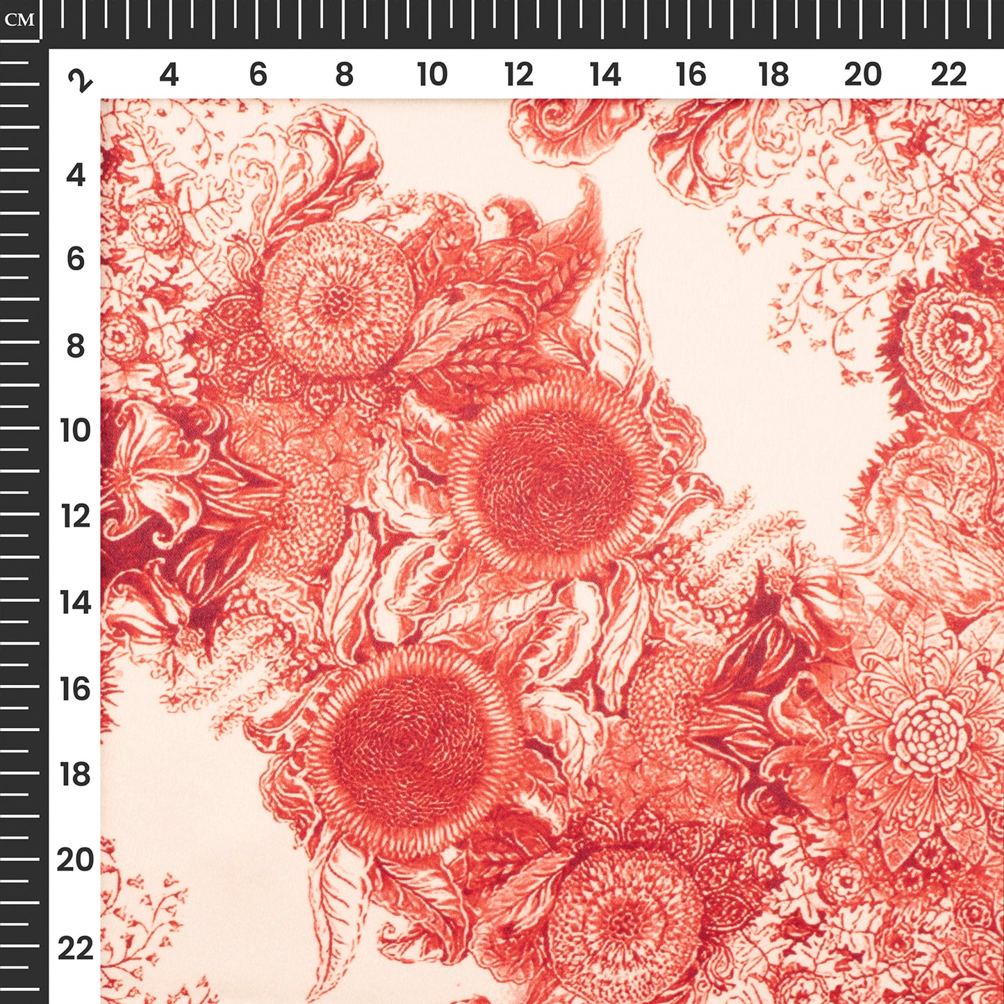 Rose Red Floral Digital Print Lush Satin Fabric