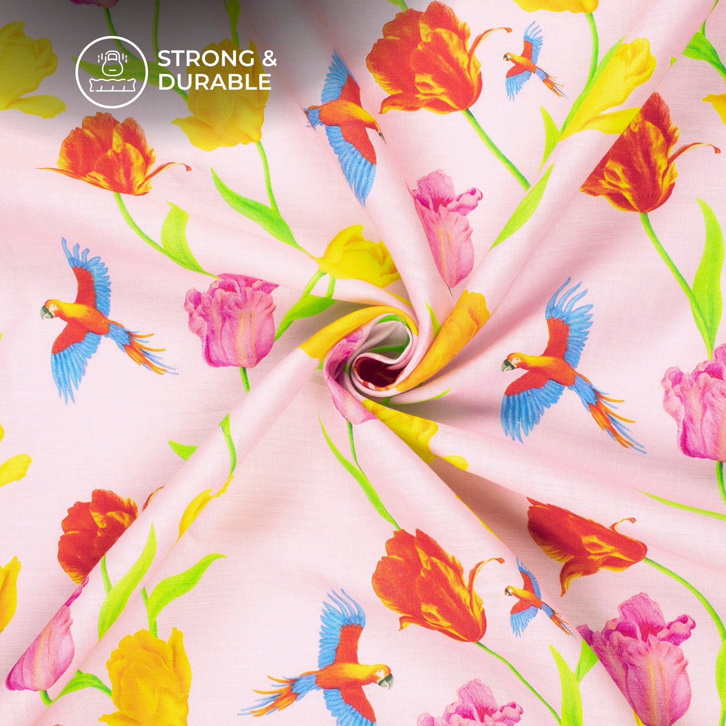 Nature's Bloom : Floral Digital Print Premium Swiss Linen Fabric (Width 58 Inches)