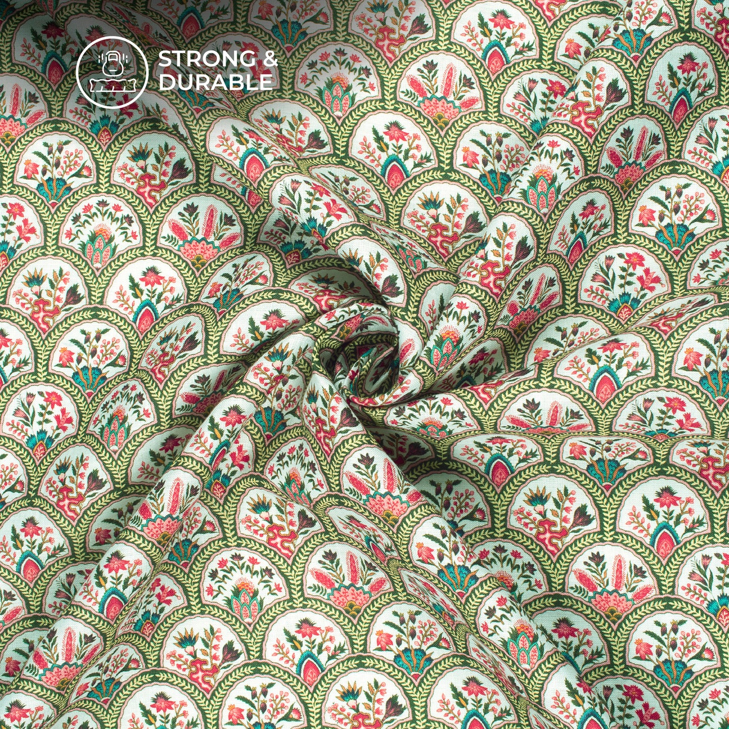 Indian Traditional Art Digital Print Premium Swiss Linen Fabric (Width 58 Inches)