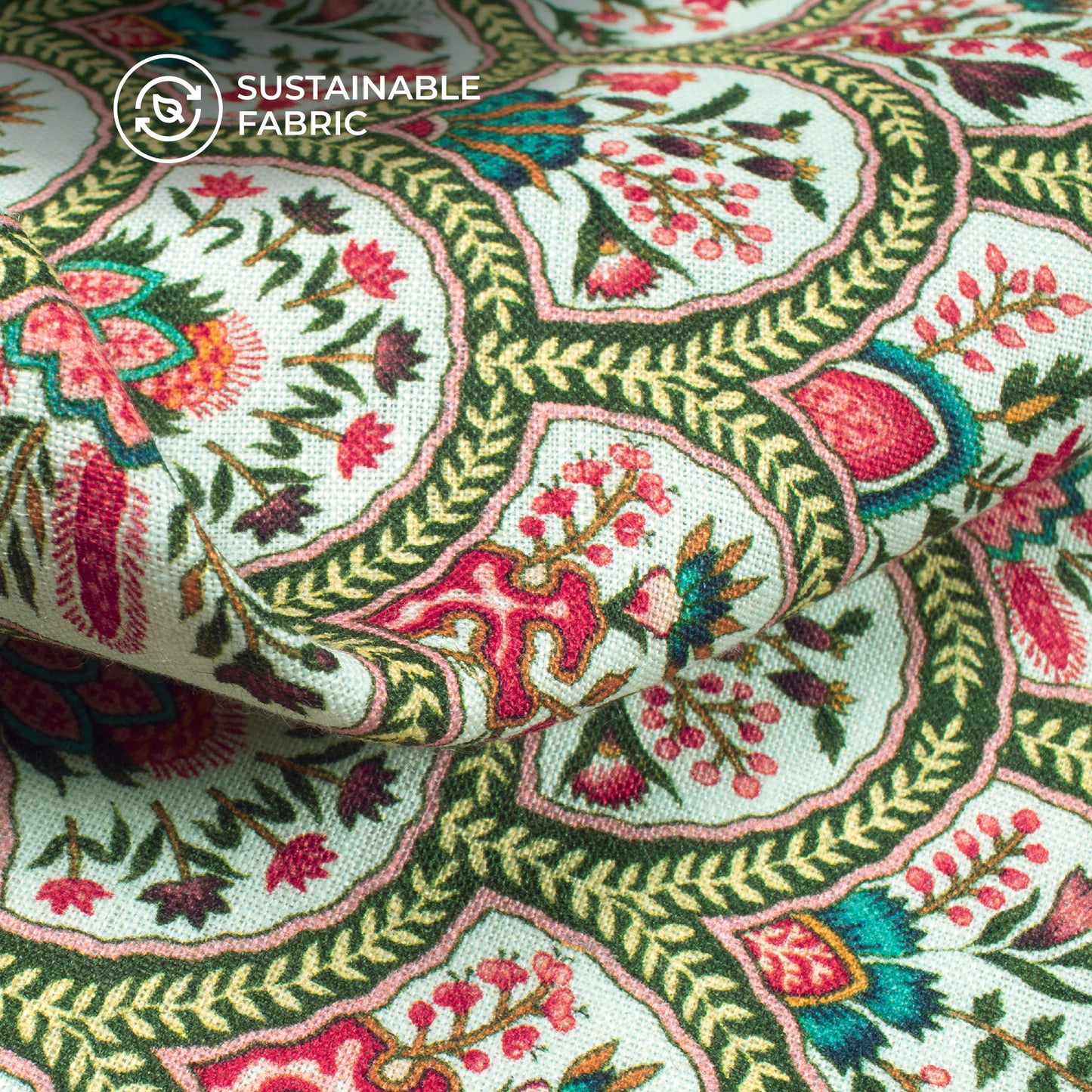 Indian Traditional Art Digital Print Premium Swiss Linen Fabric (Width 58 Inches)