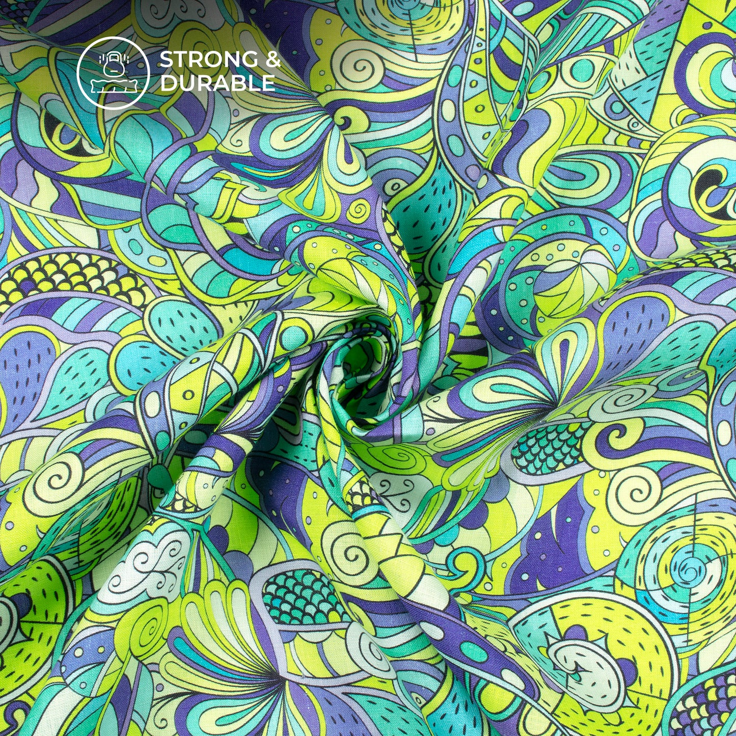Seamless Vintage Paisley Digital Print Premium Swiss Linen Fabric (Width 58 Inches)