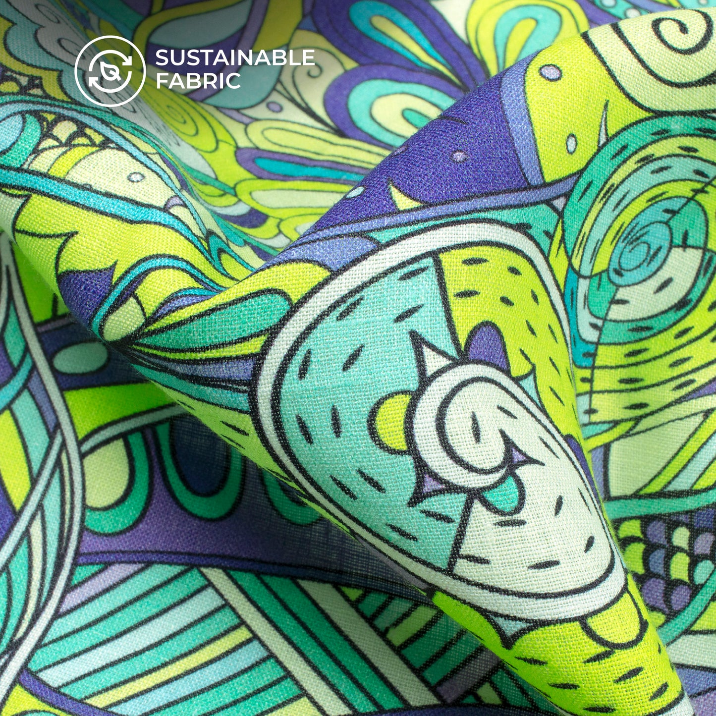 Seamless Vintage Paisley Digital Print Premium Swiss Linen Fabric (Width 58 Inches)