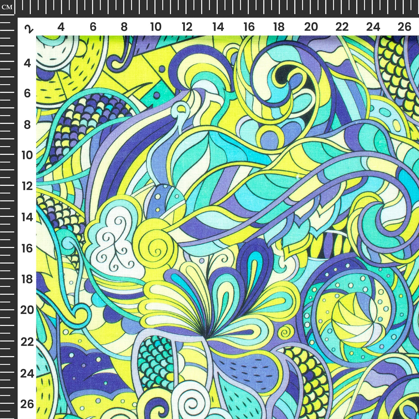 Seamless Vintage Paisley Digital Print Premium Swiss Linen Fabric (Width 58 Inches)