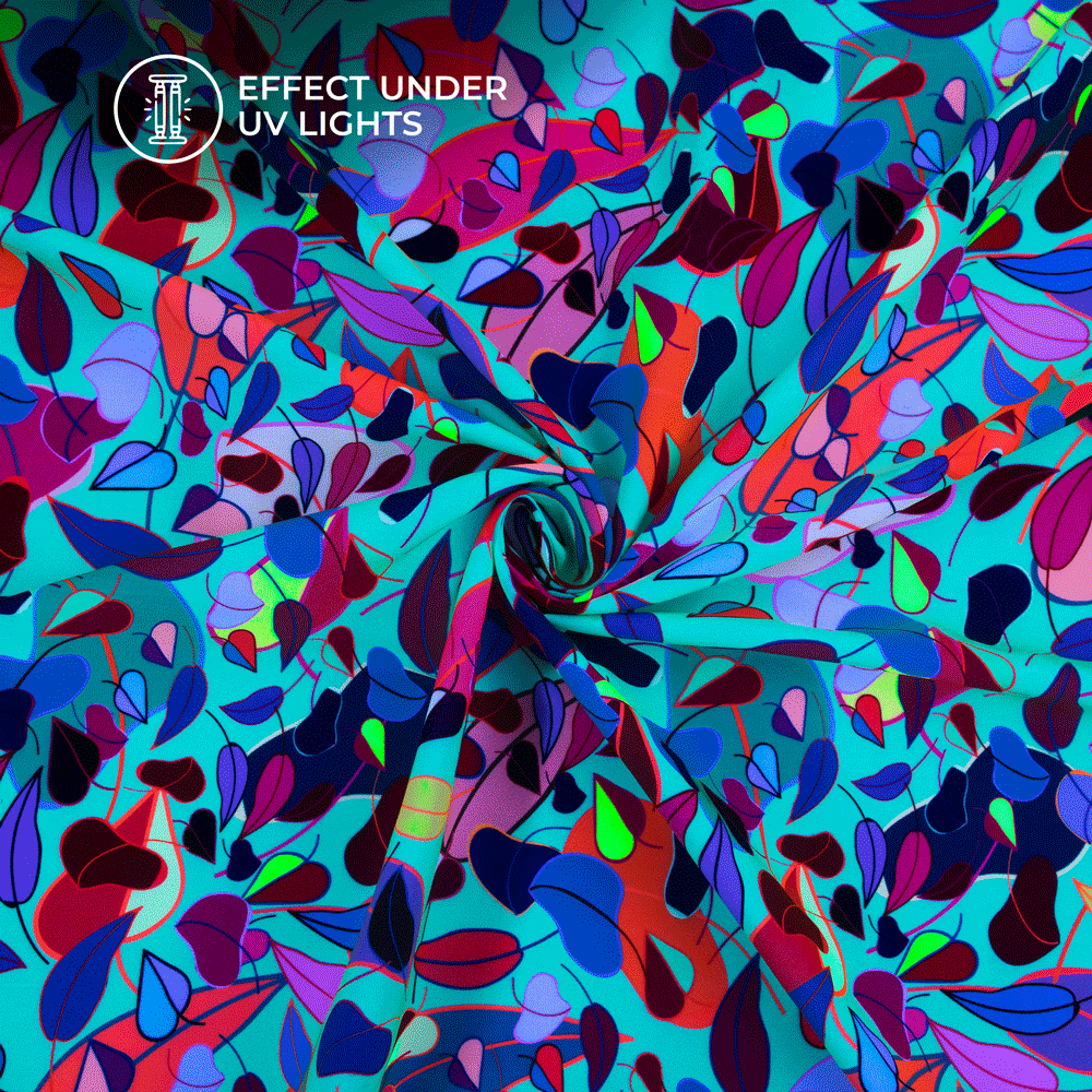 Autumn Colored Floral Digital Print Neon Rayon Fabric