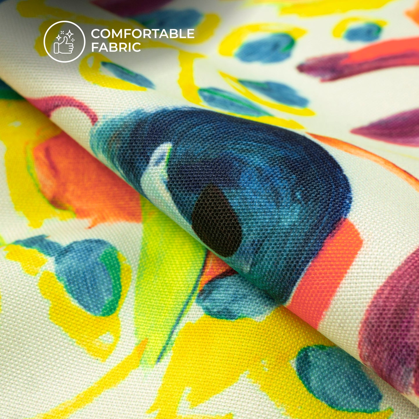 Abstract Seamless Leaf Digital Print Neon Rayon Fabric