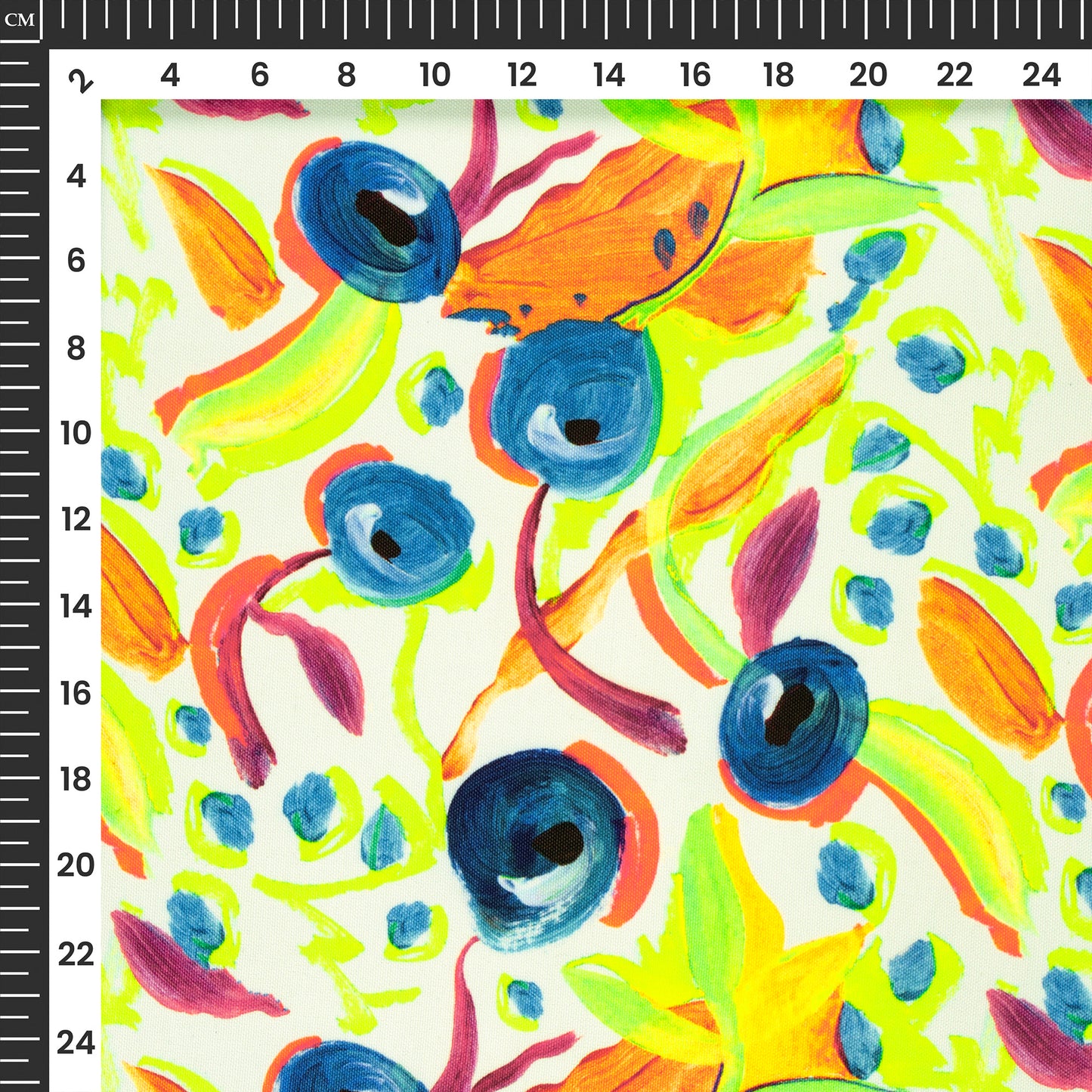 Abstract Seamless Leaf Digital Print Neon Rayon Fabric
