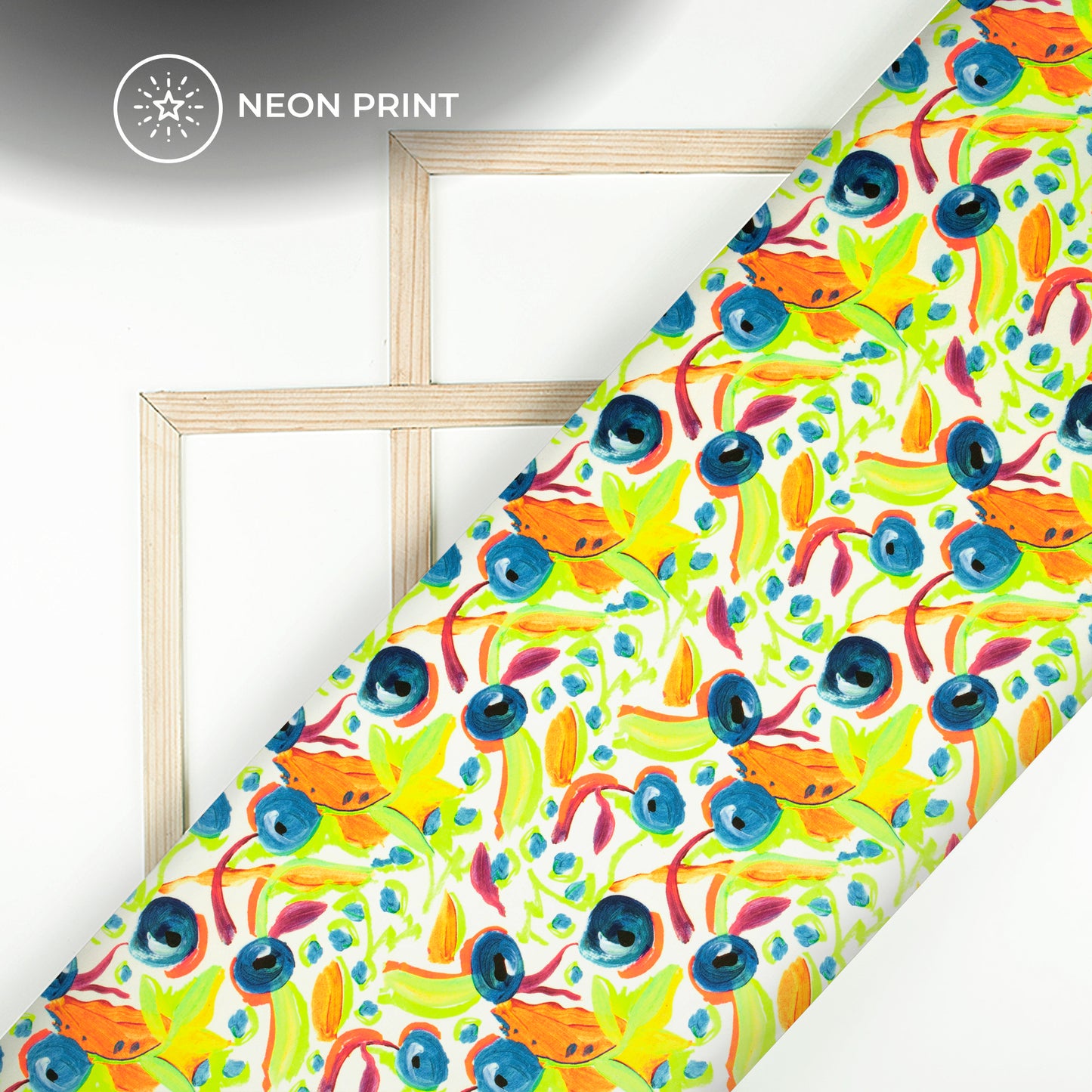 Abstract Seamless Leaf Digital Print Neon Rayon Fabric