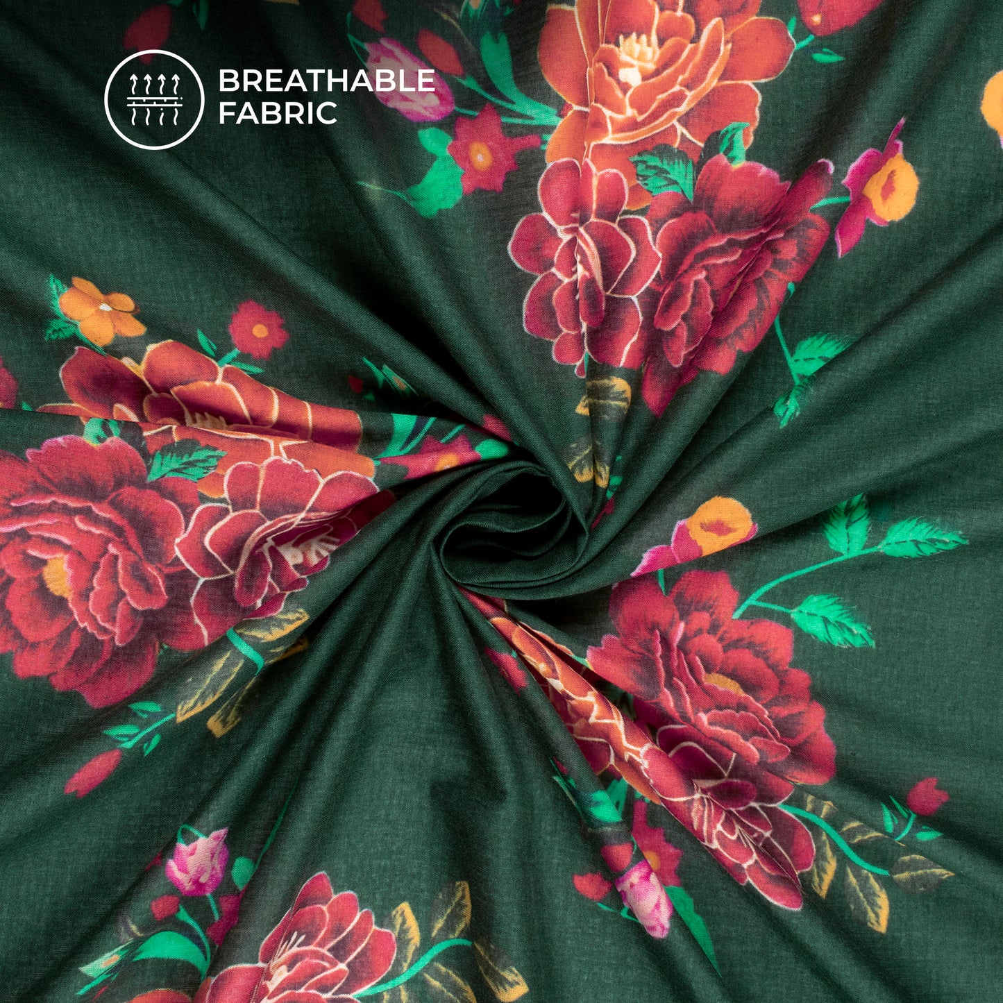 Vintage Profile Rose Digital Print Pure Cotton Mulmul Fabric