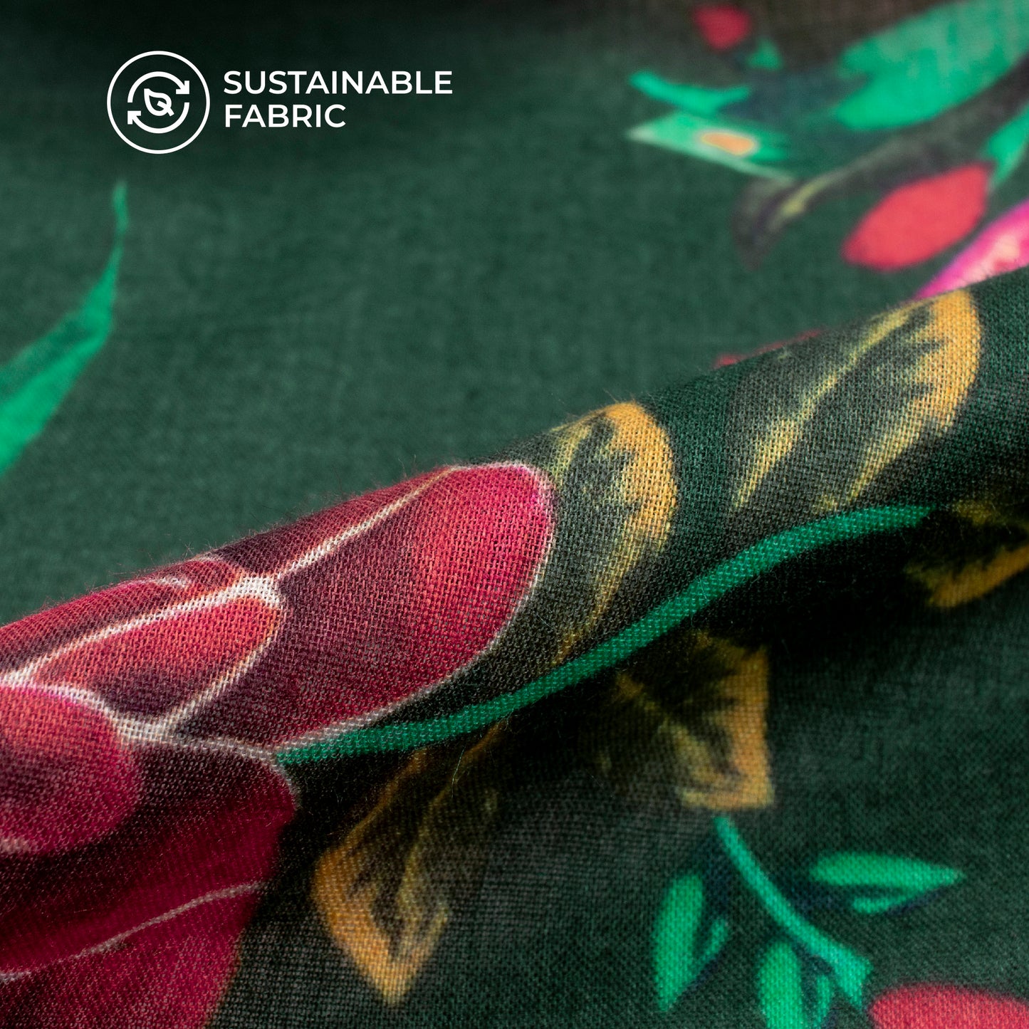Vintage Profile Rose Digital Print Pure Cotton Mulmul Fabric
