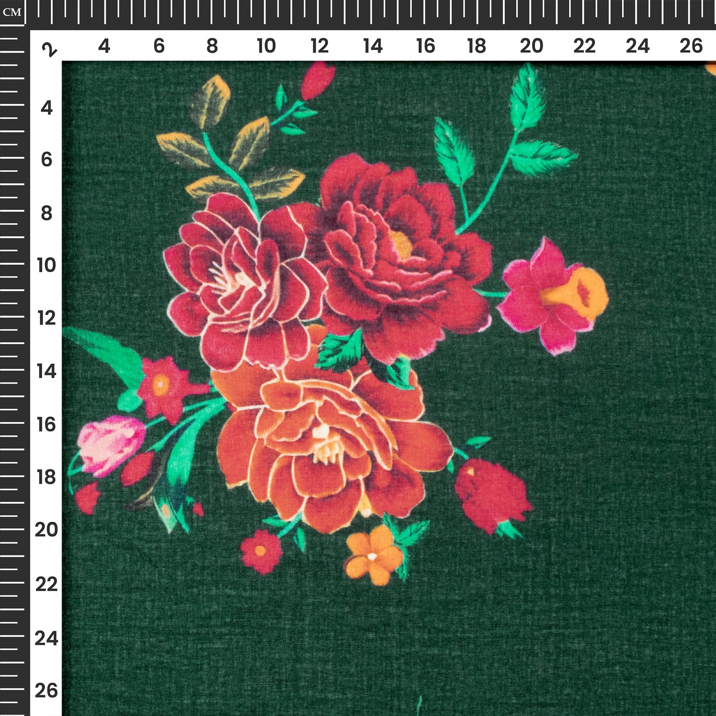 Vintage Profile Rose Digital Print Pure Cotton Mulmul Fabric