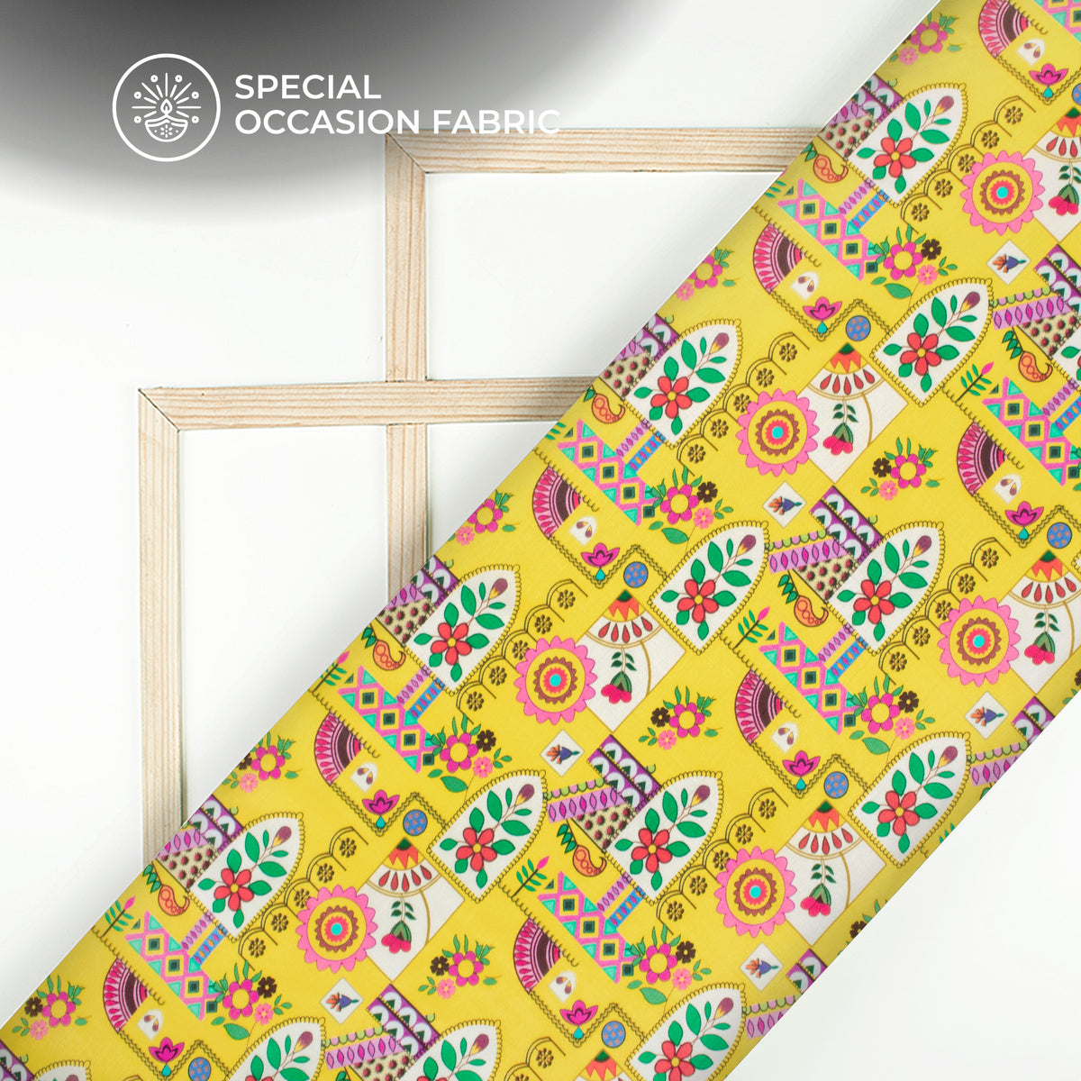 Cheerful and Decorative Traditional Digital Print Viscose Raw Silk Fabric