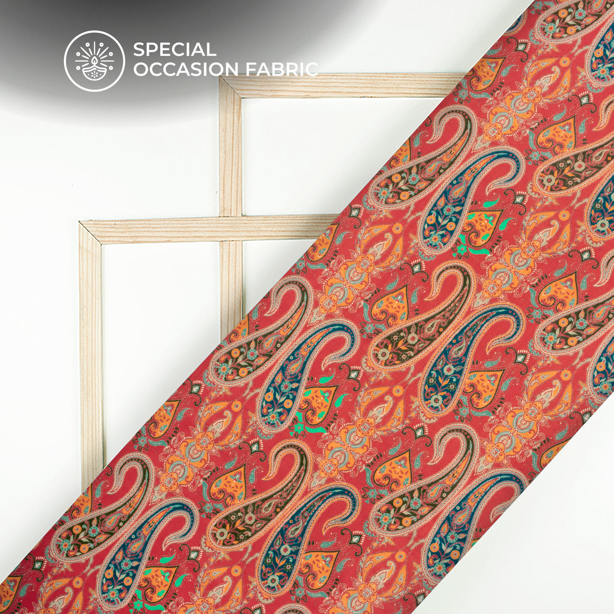 Appealing And Timeless paisley Digital Print Bemberg Raw Silk Fabric