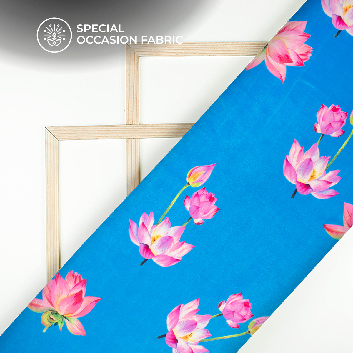 Attractive Water Lotus Digital Print Bemberg Raw Silk Fabric
