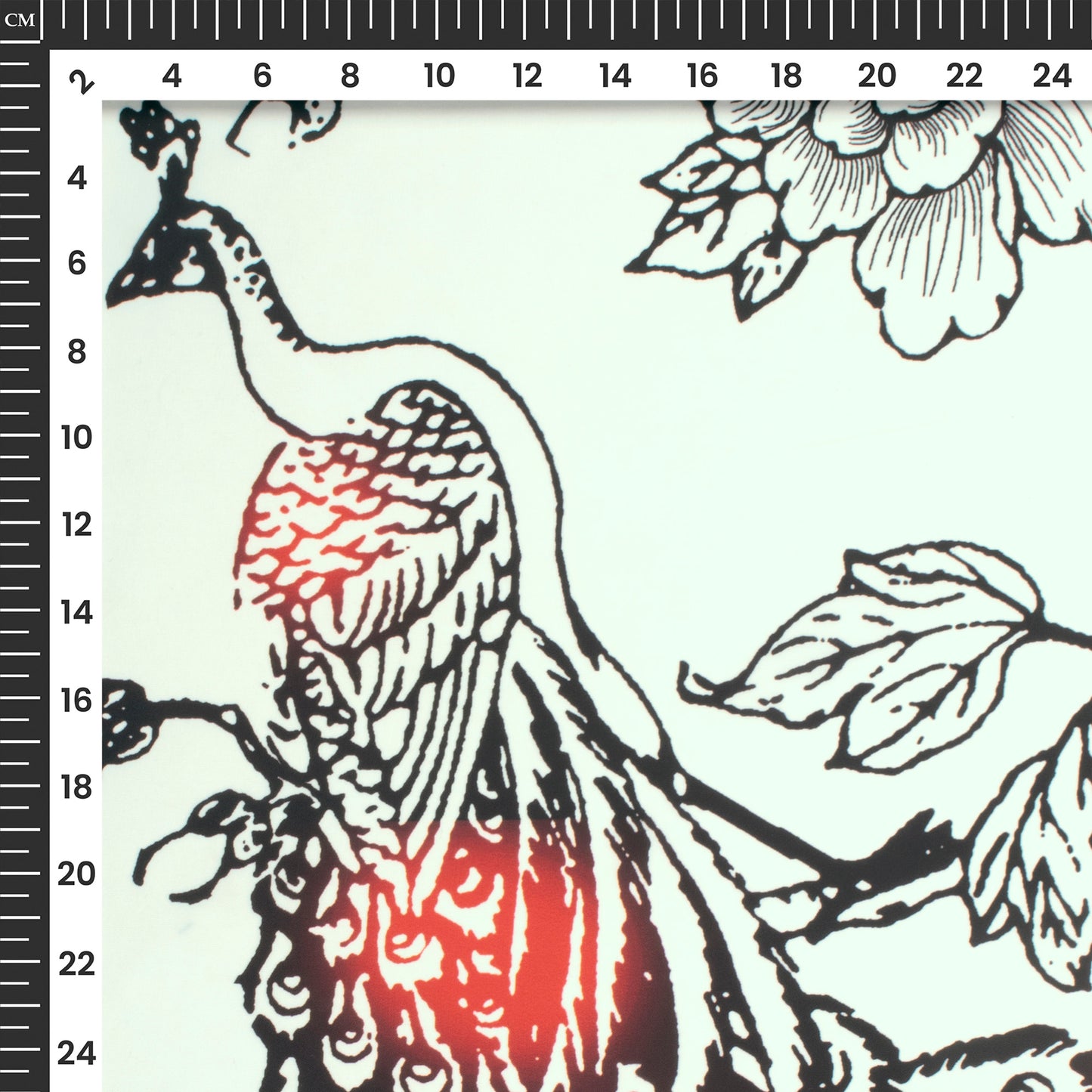 Black Floral,Peacock Digital Print Luxurious Imported Satin Fabric