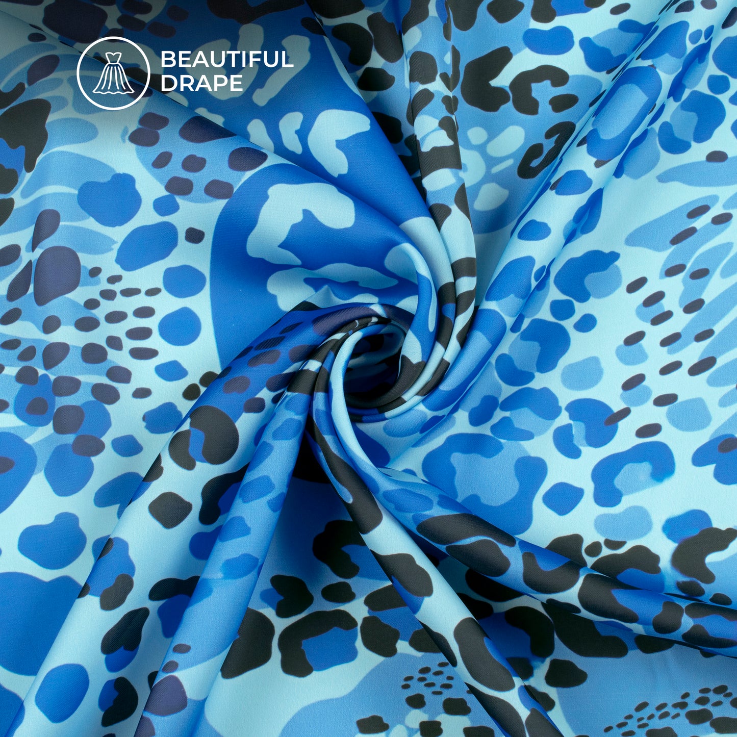 Royal Blue Animal Digital Print Luxurious Imported Satin Fabric