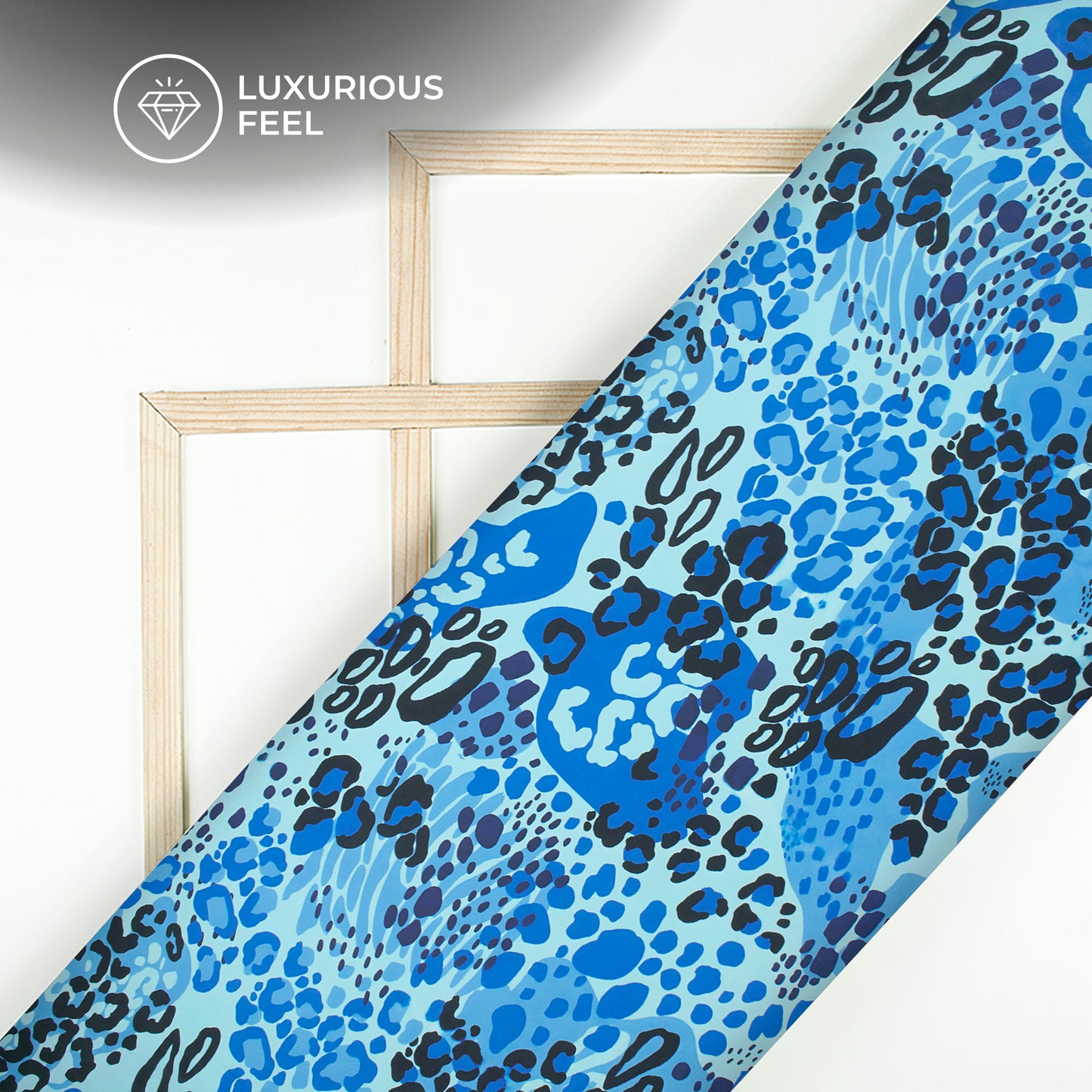 Royal Blue Animal Digital Print Luxurious Imported Satin Fabric