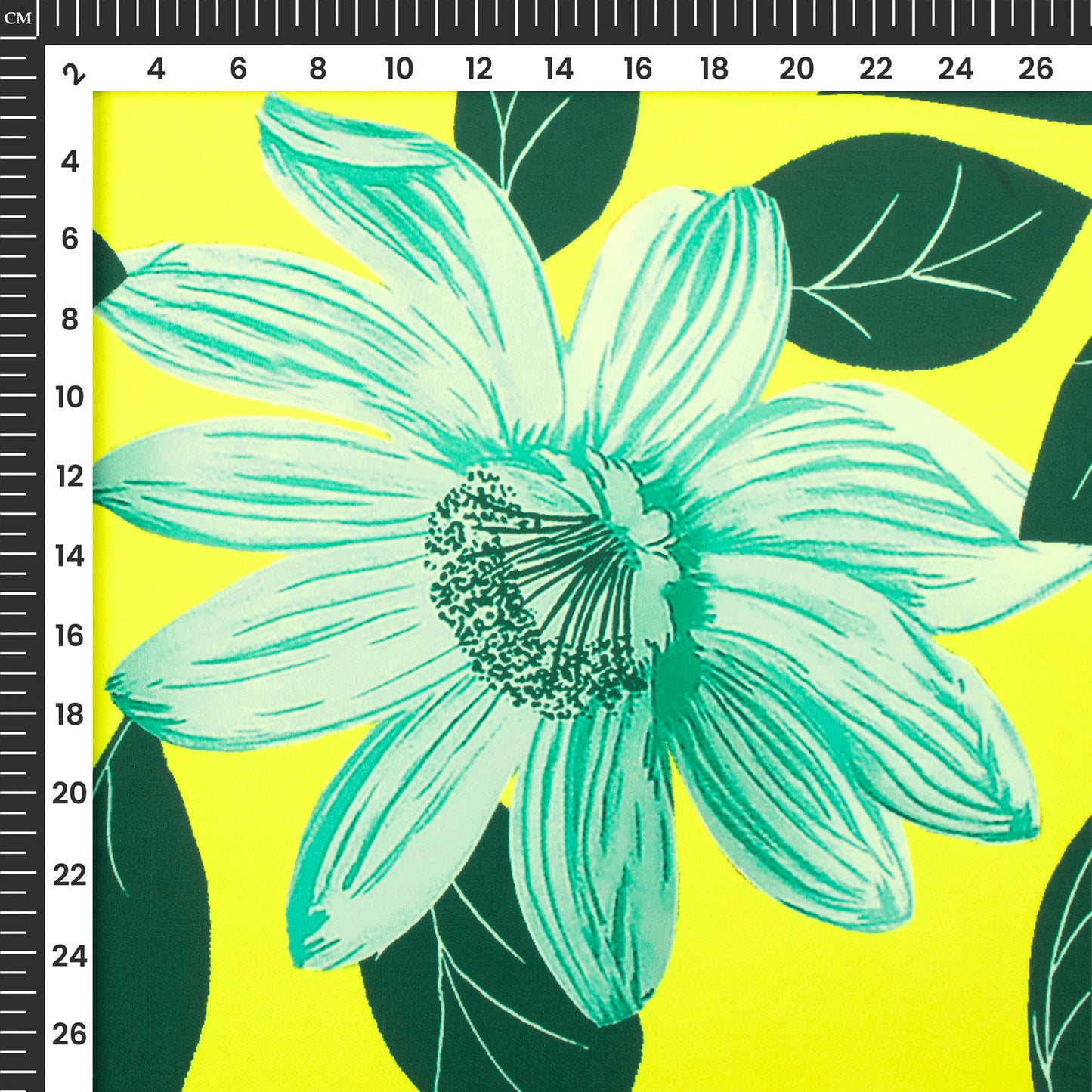 Lemon Yellow Floral Digital Print Luxurious Imported Satin Fabric