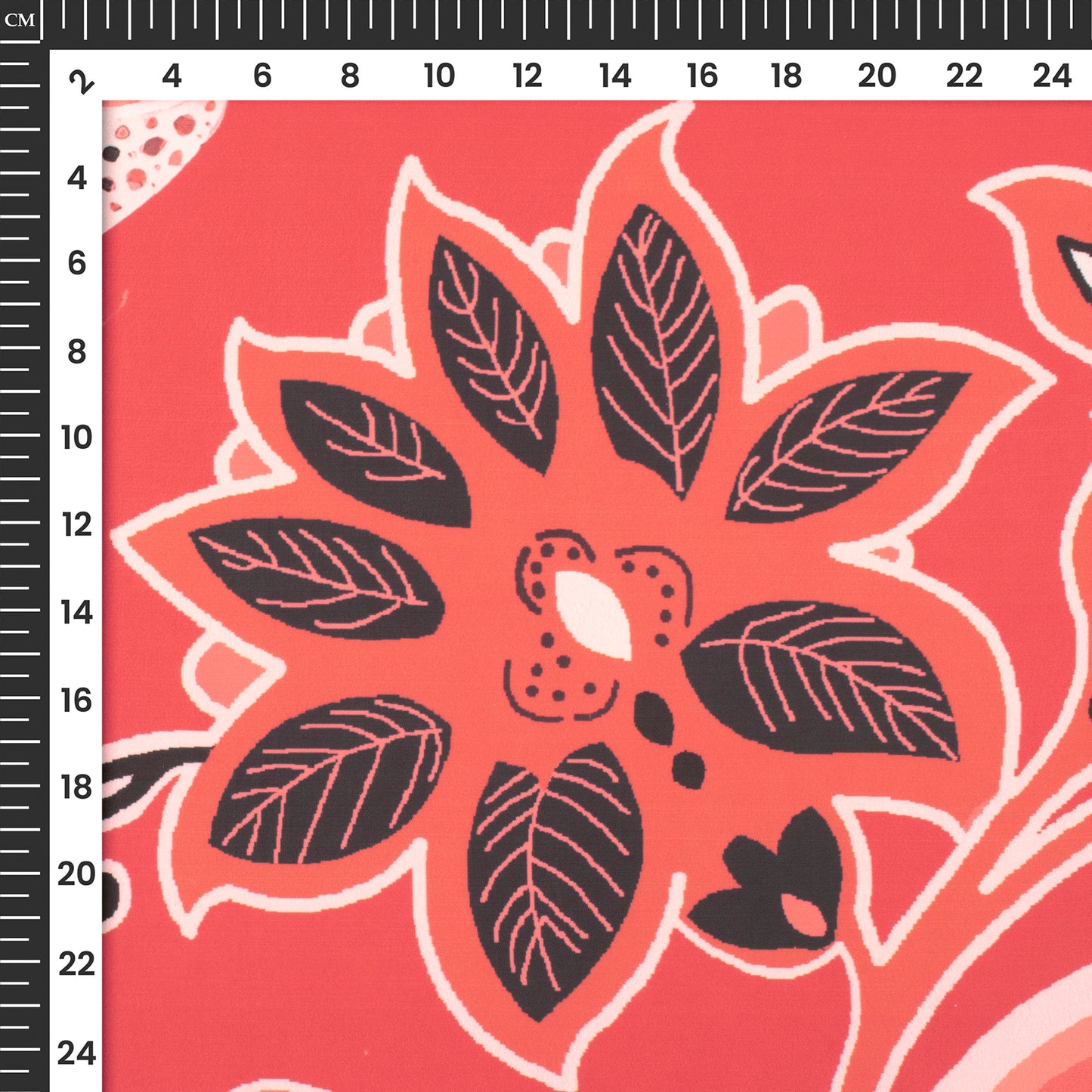 Cherry Red Floral Digital Print Luxurious Imported Satin Fabric