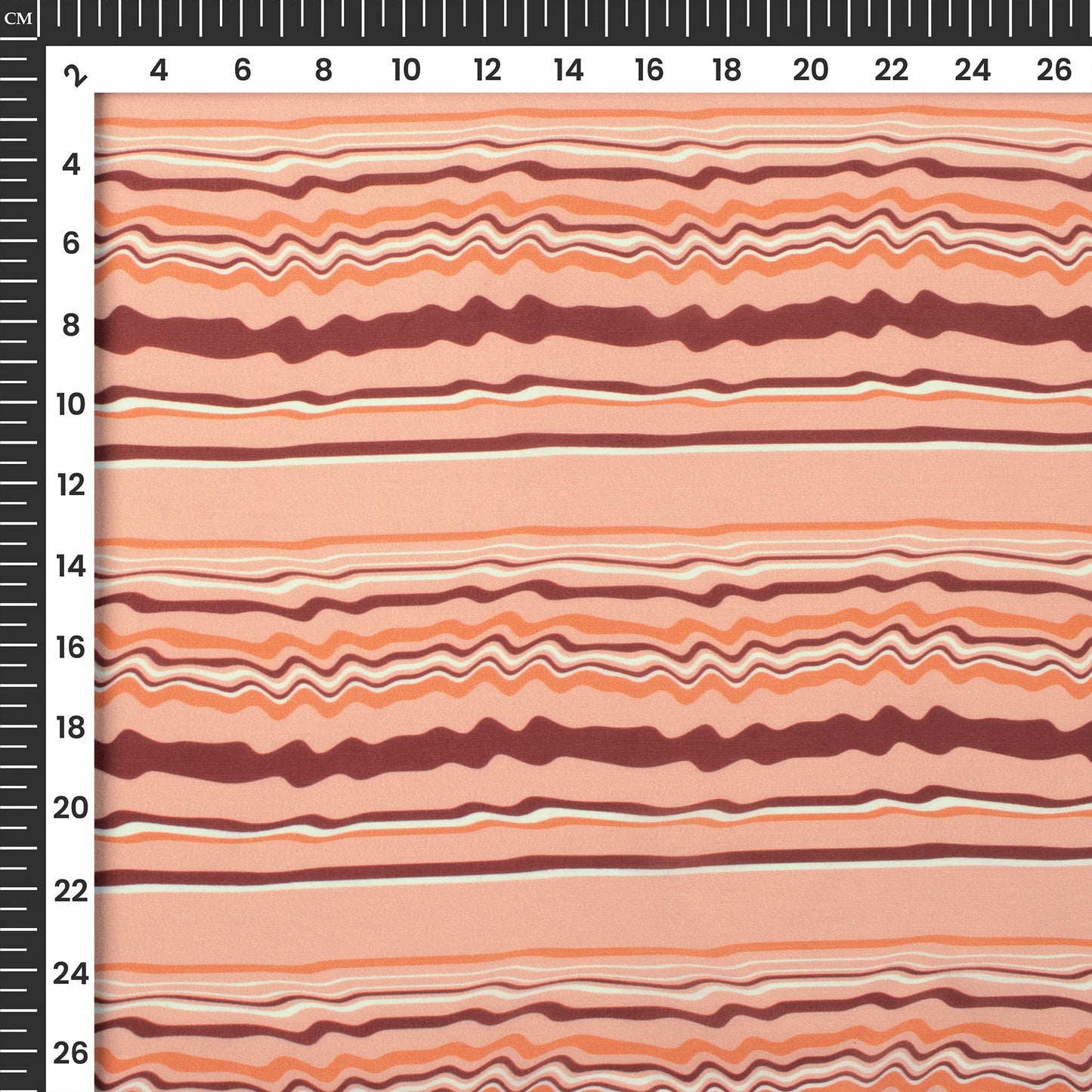 Peach Stripes Digital Print Muslin Fabric
