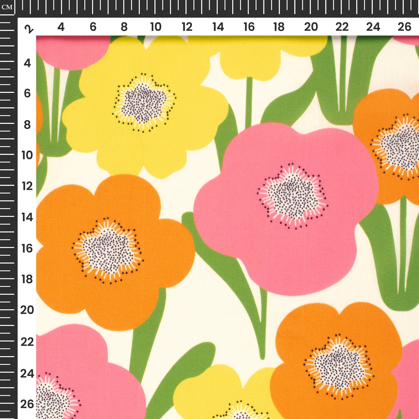 Tengerine Orange Floral Digital Print Muslin Fabric