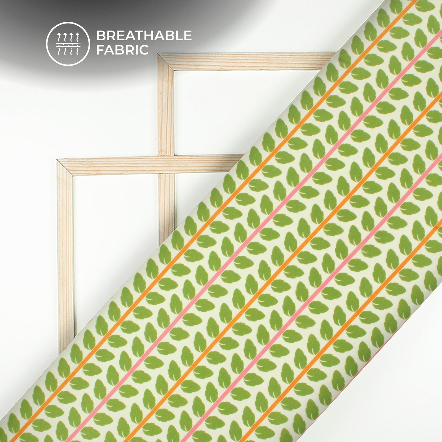 Olive Green Leaf Digital Print Muslin Fabric