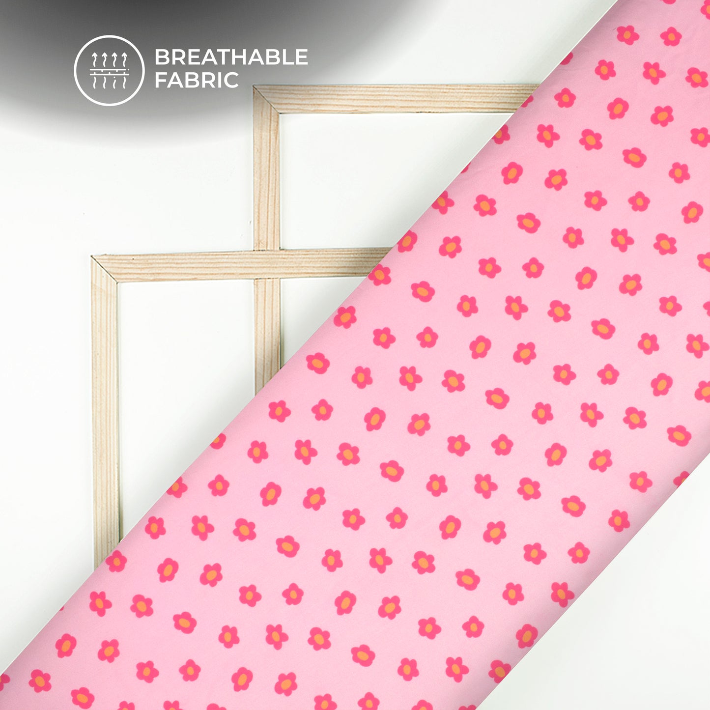 Baby Pink Floral Digital Print Muslin Fabric