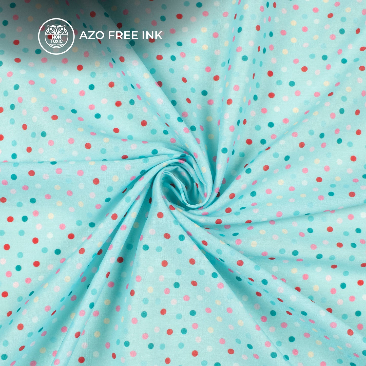 Multi Color Polka Dots Digital Print Muslin Fabric