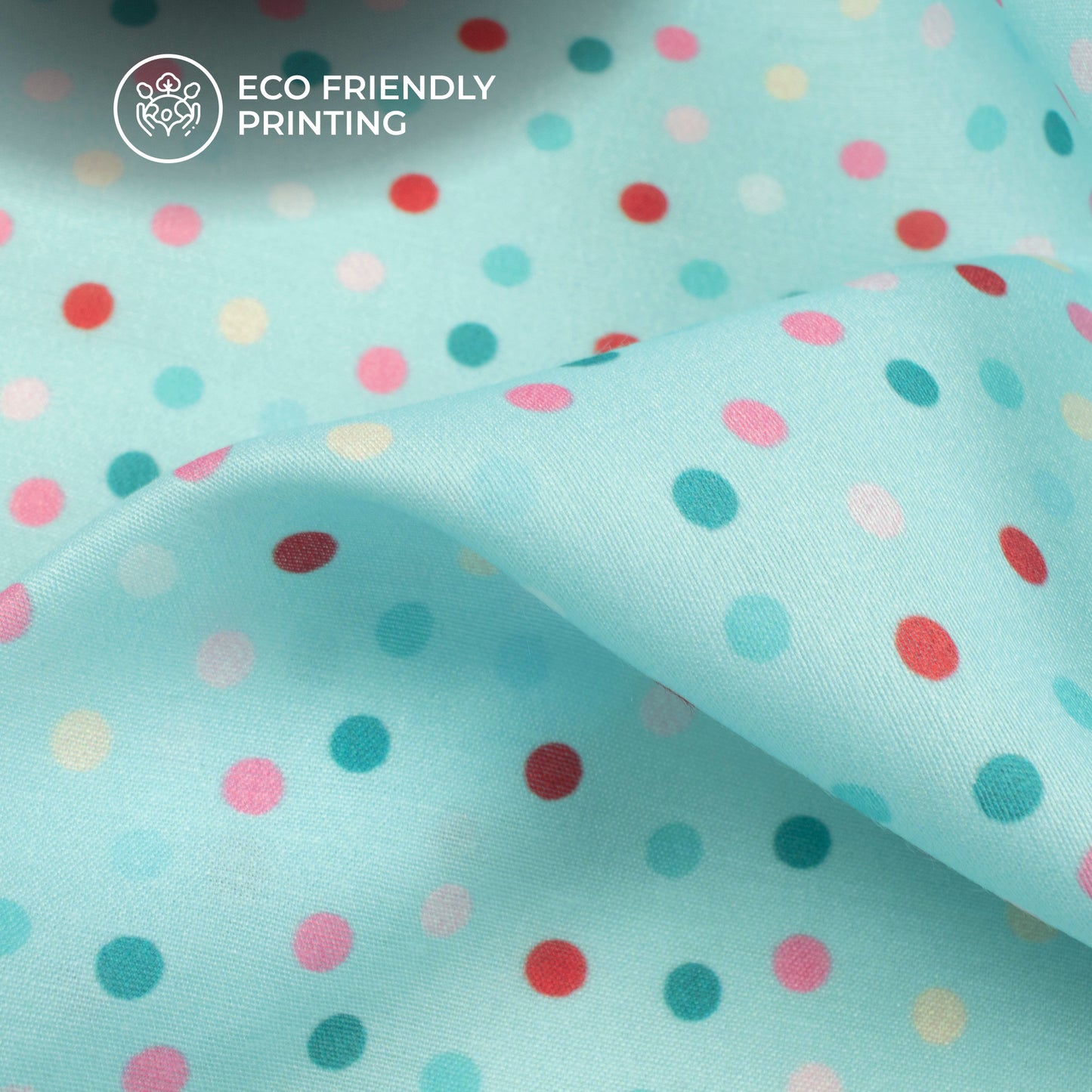 Multi Color Polka Dots Digital Print Muslin Fabric