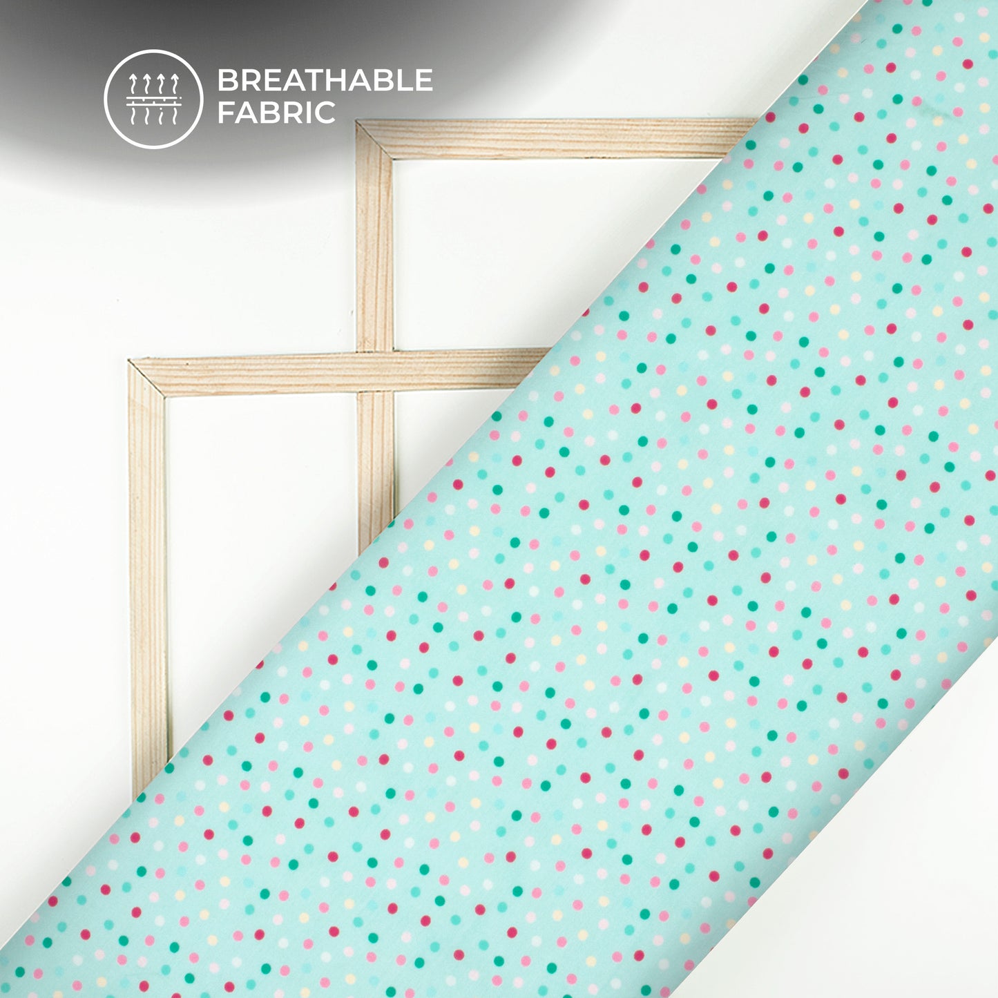 Multi Color Polka Dots Digital Print Muslin Fabric