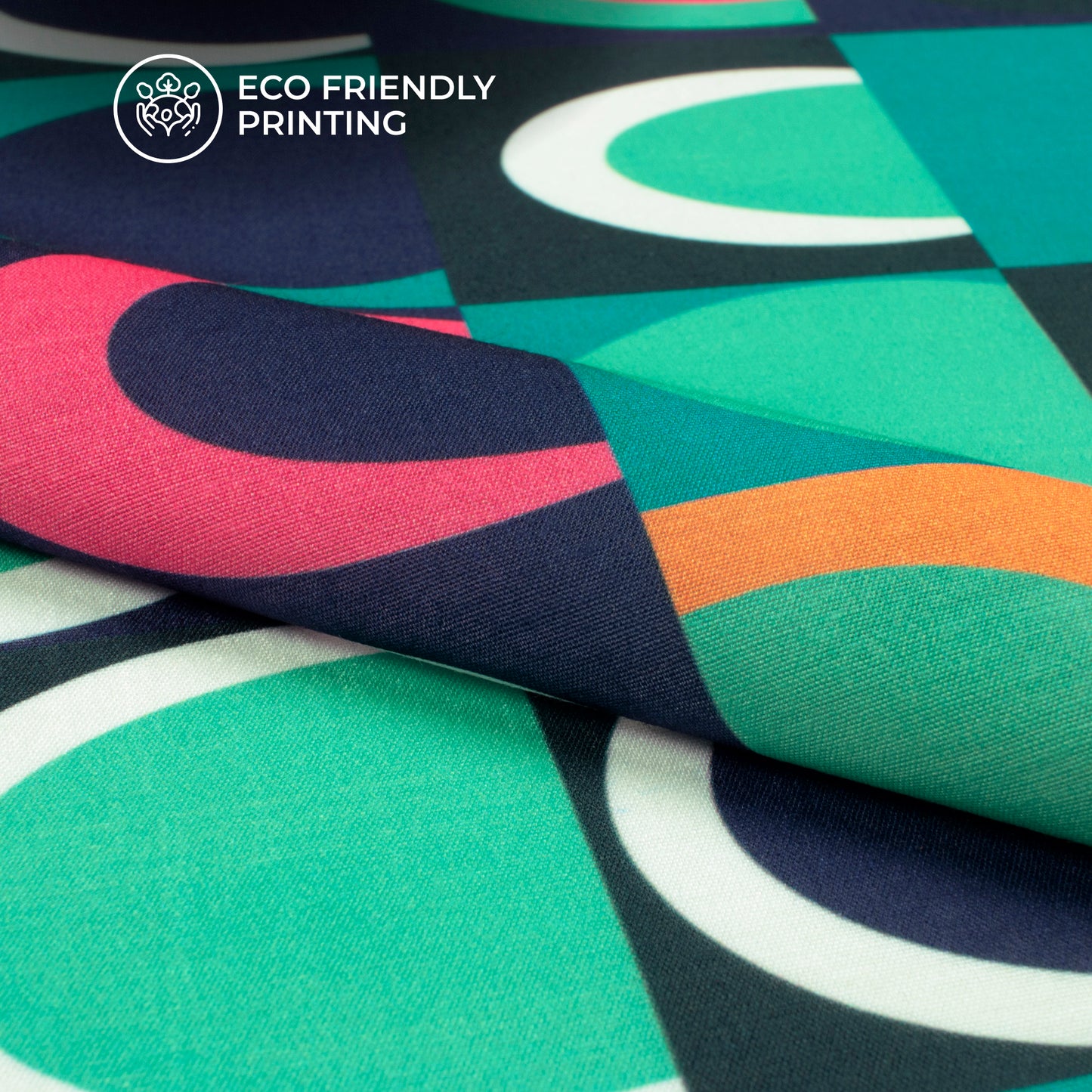 Multi Color Geometric Checks Digital Print Muslin Fabric