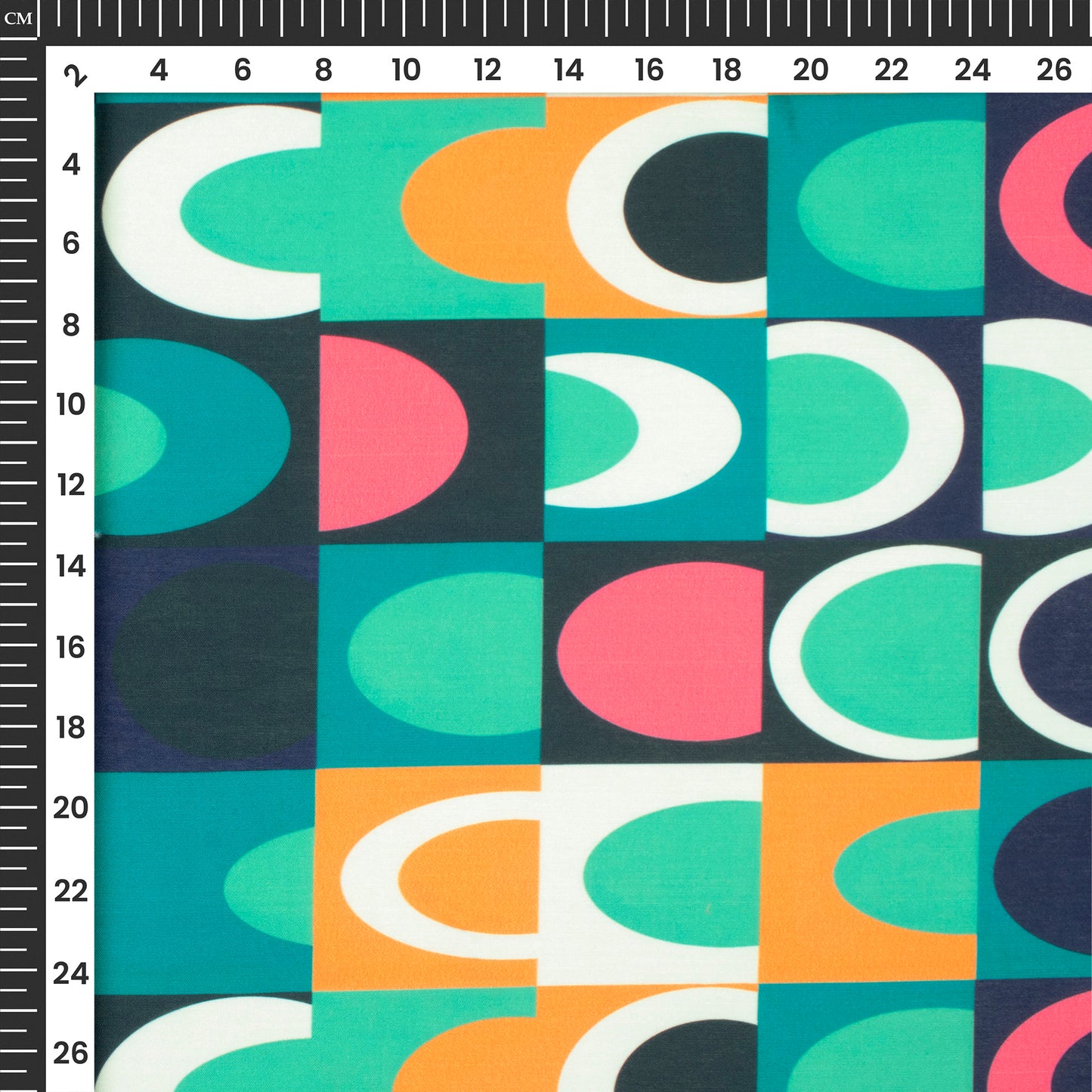 Multi Color Geometric Checks Digital Print Muslin Fabric