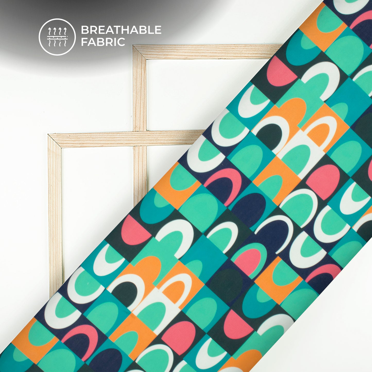 Multi Color Geometric Checks Digital Print Muslin Fabric