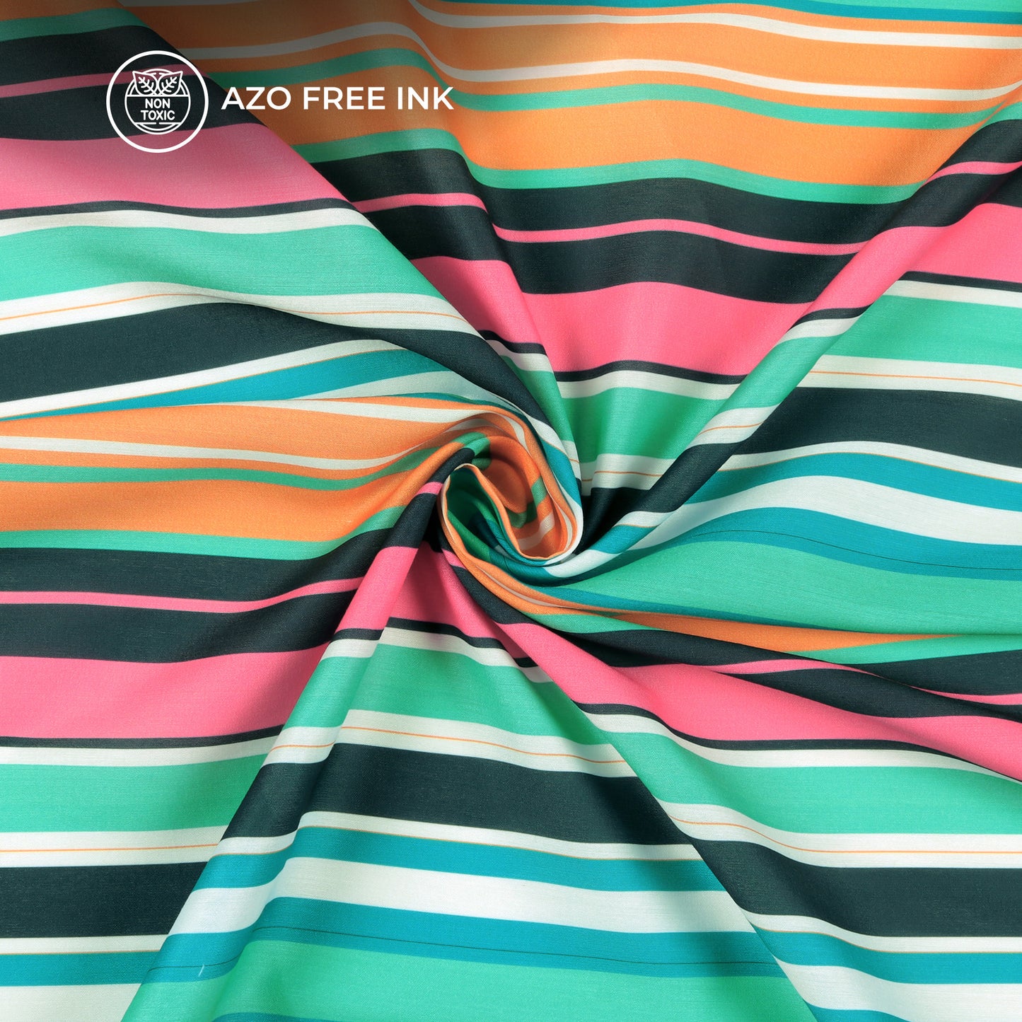 Multi Color Stripes Digital Print Muslin Fabric