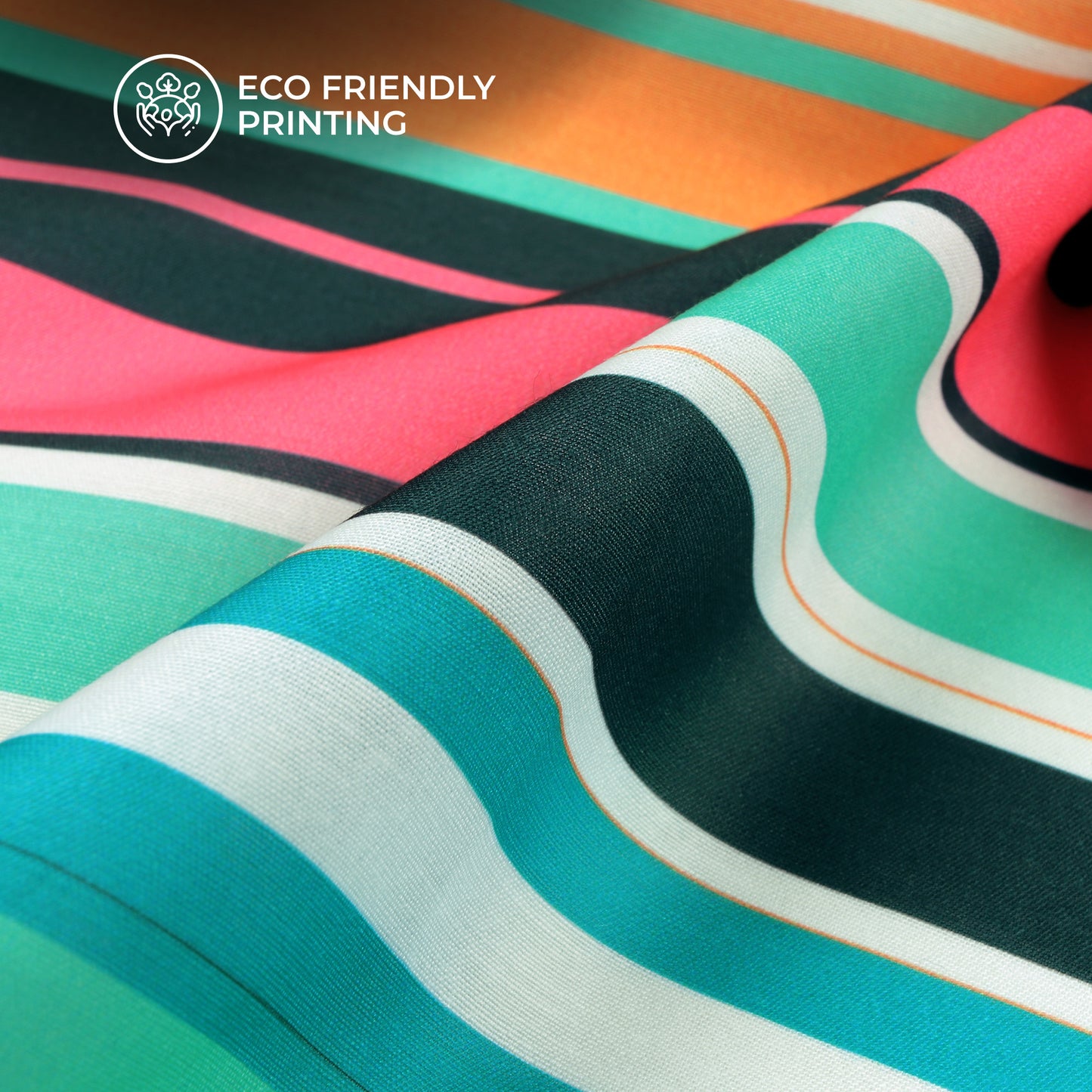 Multi Color Stripes Digital Print Muslin Fabric