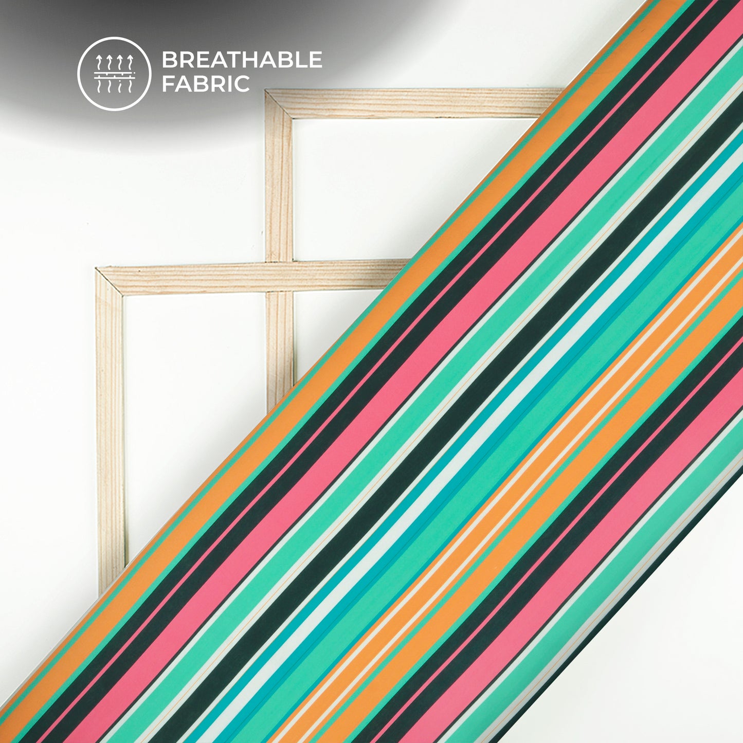 Multi Color Stripes Digital Print Muslin Fabric