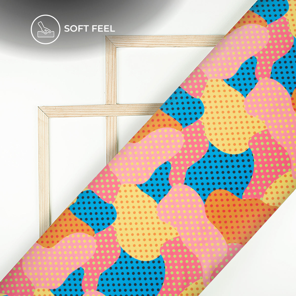 Multi Color Polka Dots,Abstract Digital Print Japan Satin Fabric