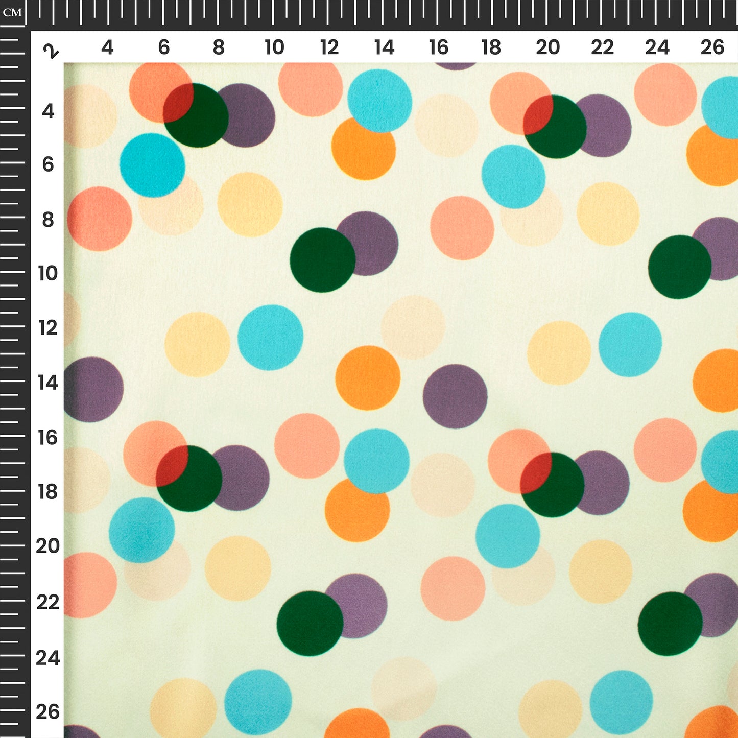 Multi Color Polka Dots Digital Print Japan Satin Fabric