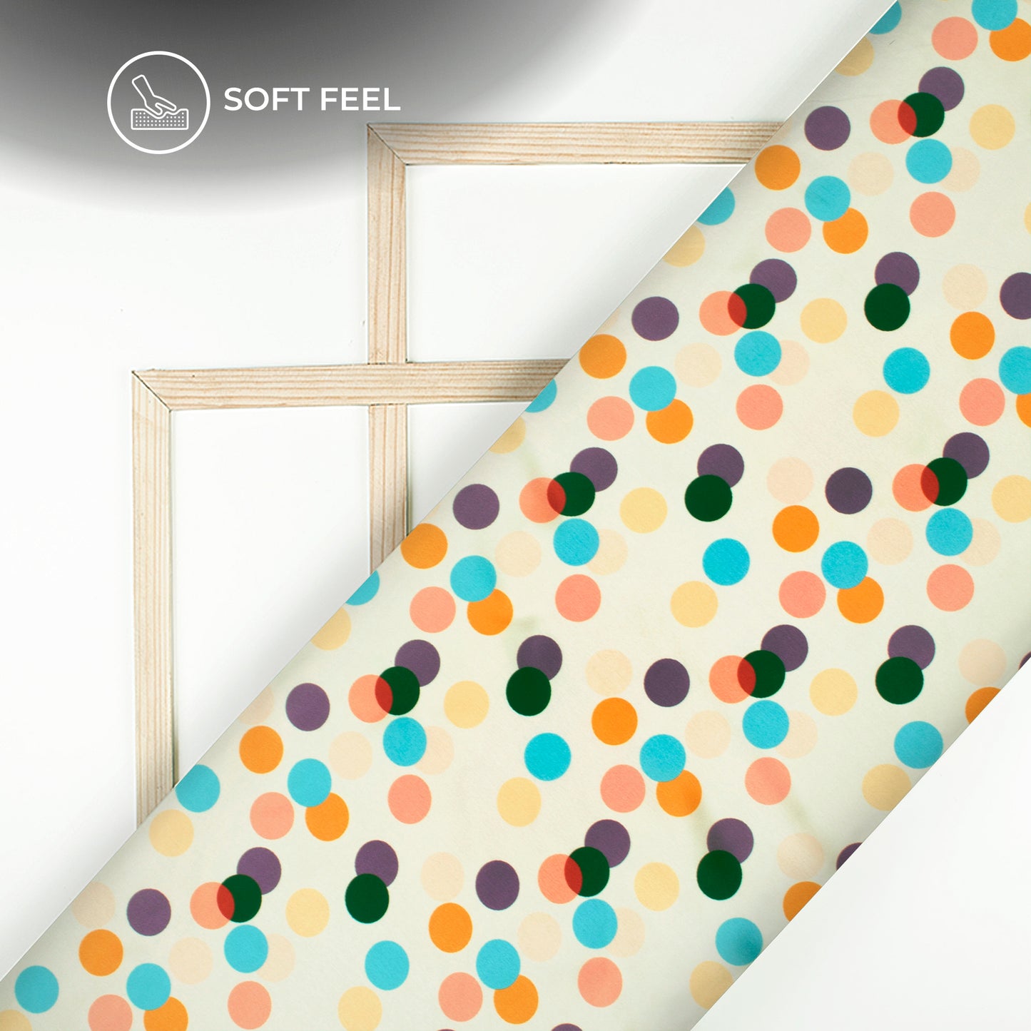 Multi Color Polka Dots Digital Print Japan Satin Fabric