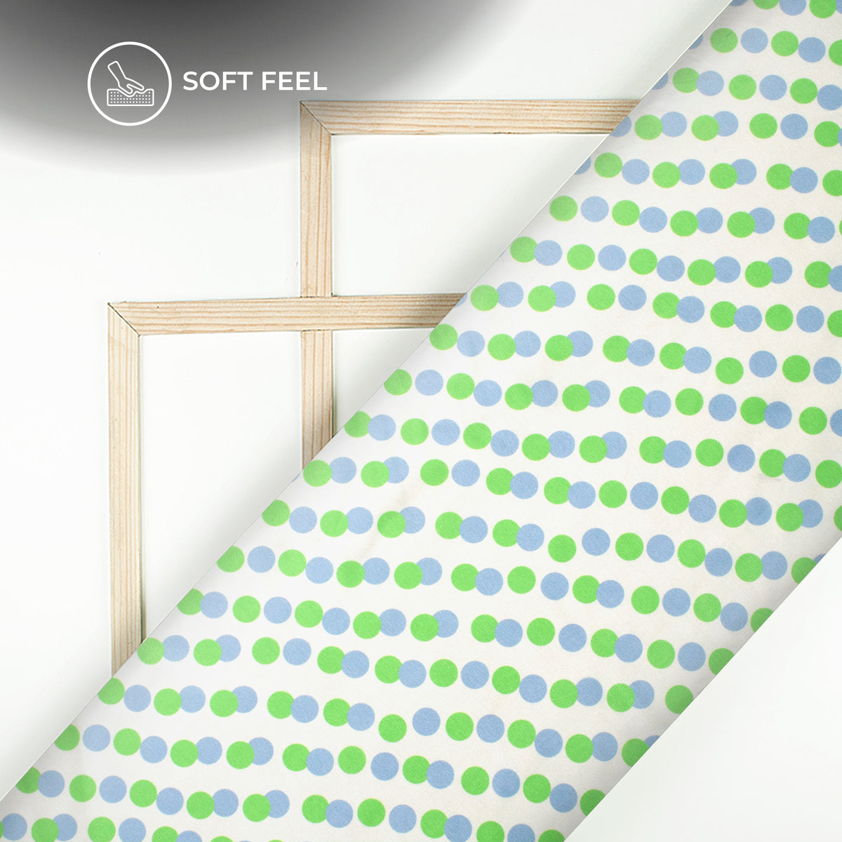 White Polka Dots Digital Print Japan Satin Fabric
