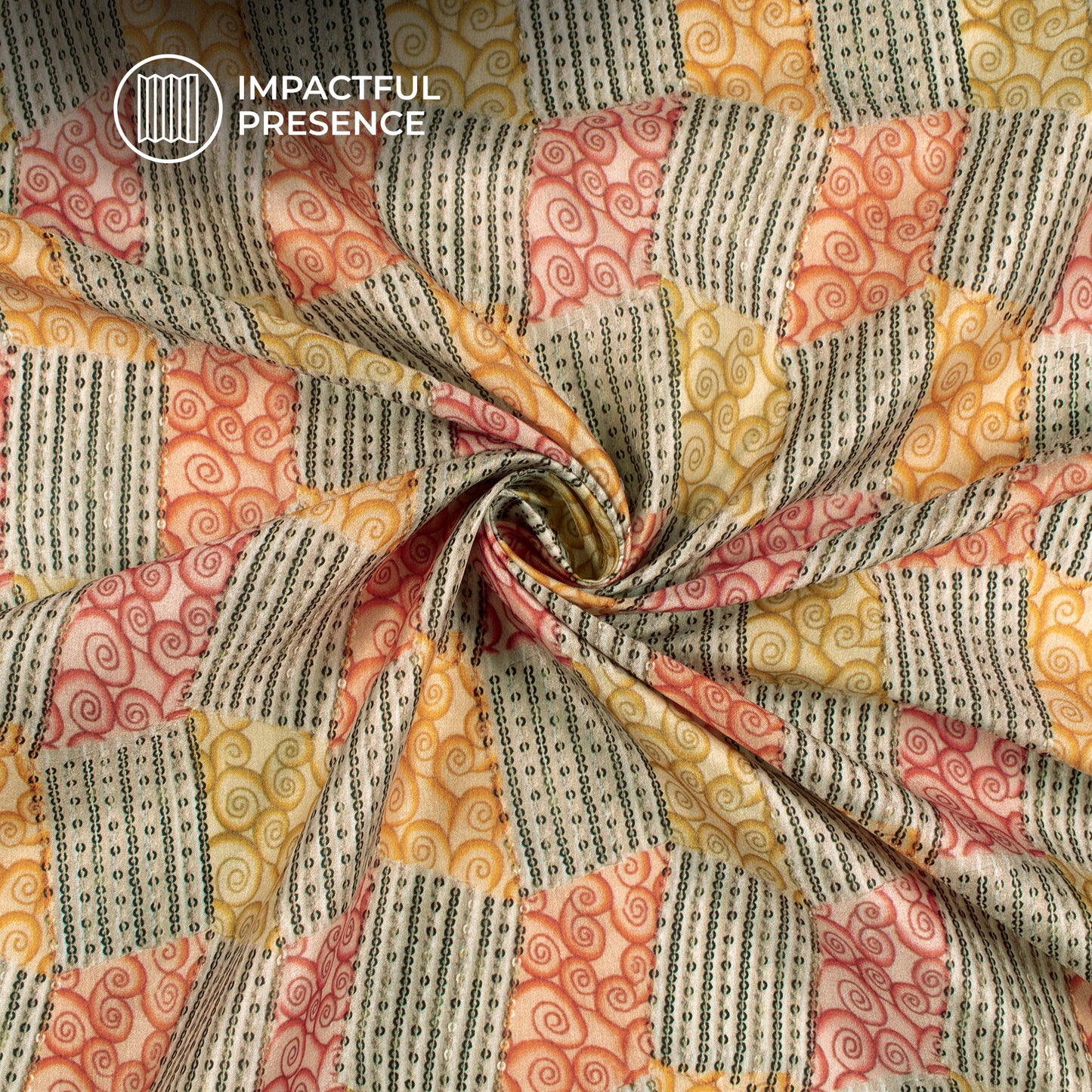 Patch Work Spark- Digital Print Flat Silk Fabric For Quirky Creations