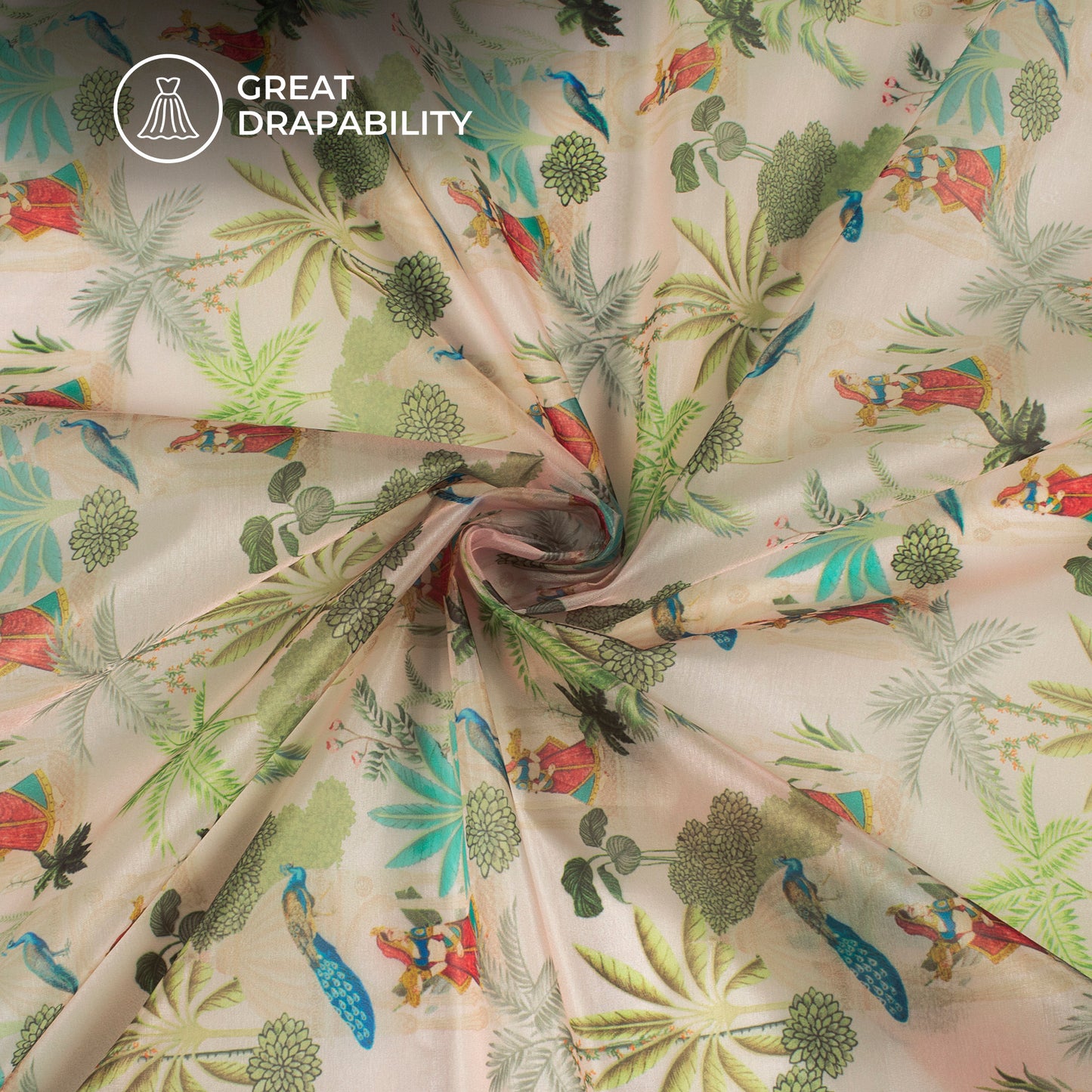 Rajwada Garden - Madhuvani Digital Print Organza Satin Fabric