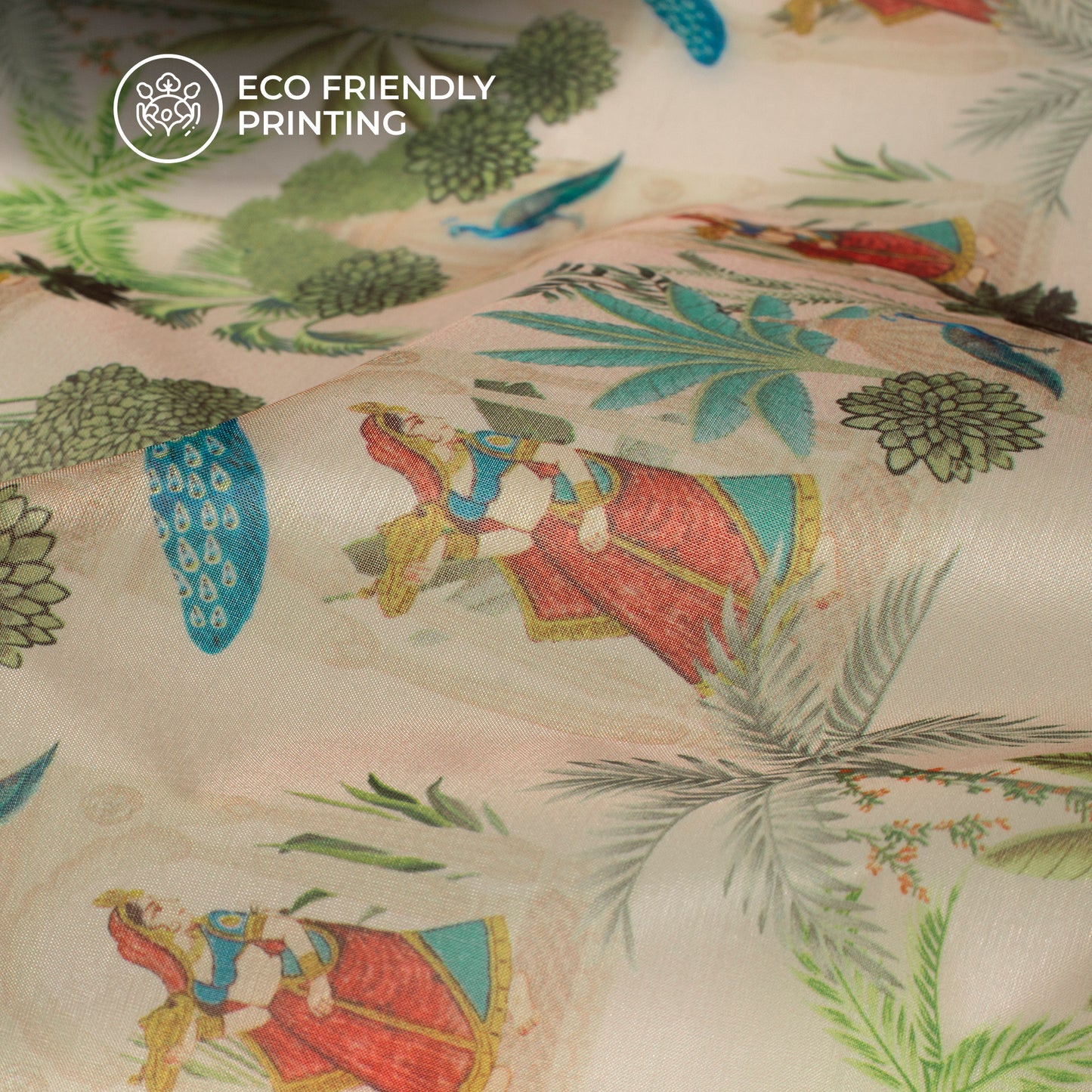 Rajwada Garden - Madhuvani Digital Print Organza Satin Fabric