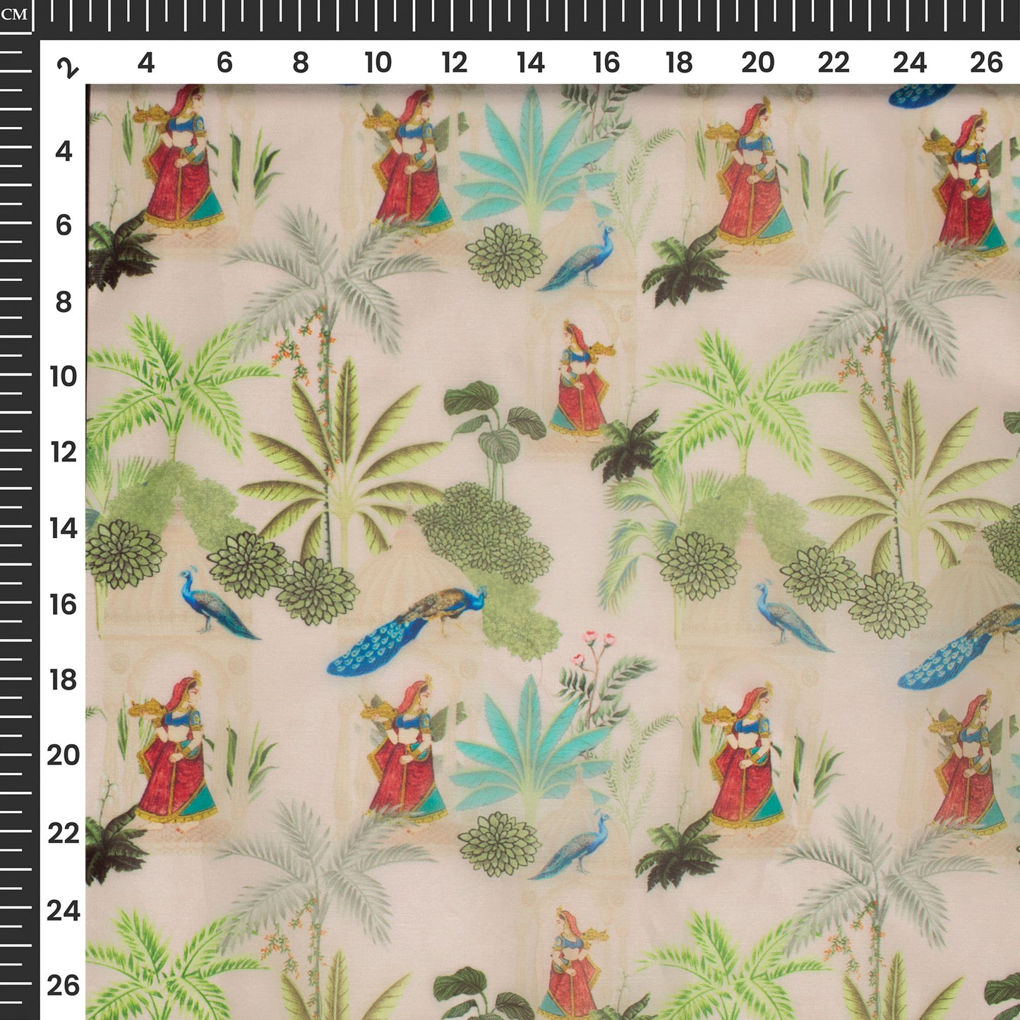 Rajwada Garden - Madhuvani Digital Print Organza Satin Fabric
