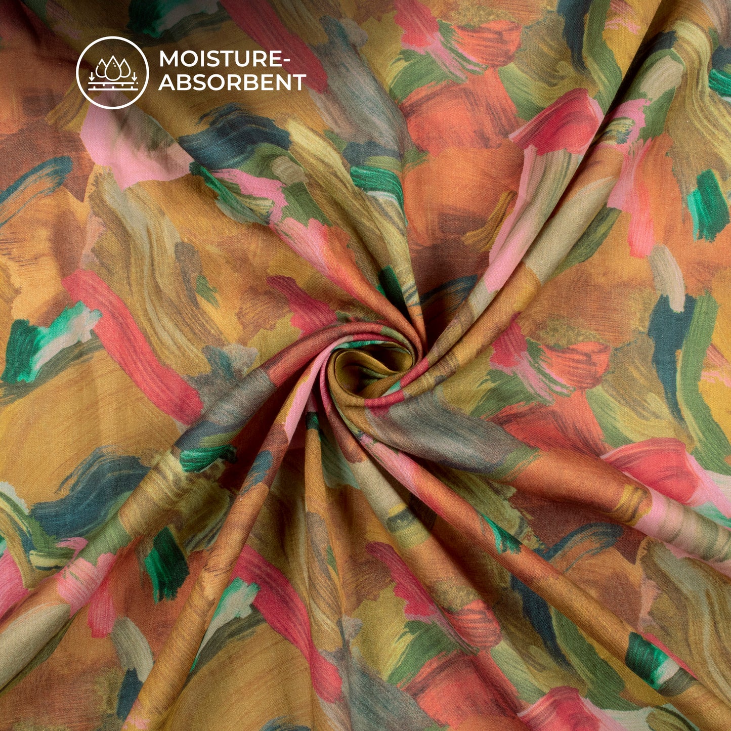 Multi Color Abstract Digital Print Cotton Mulmul Fabric