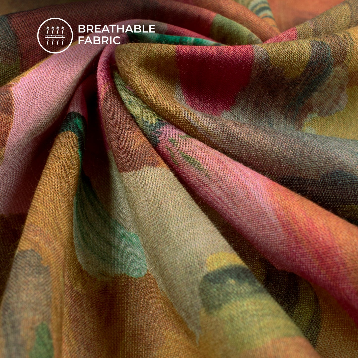 Multi Color Abstract Digital Print Cotton Mulmul Fabric