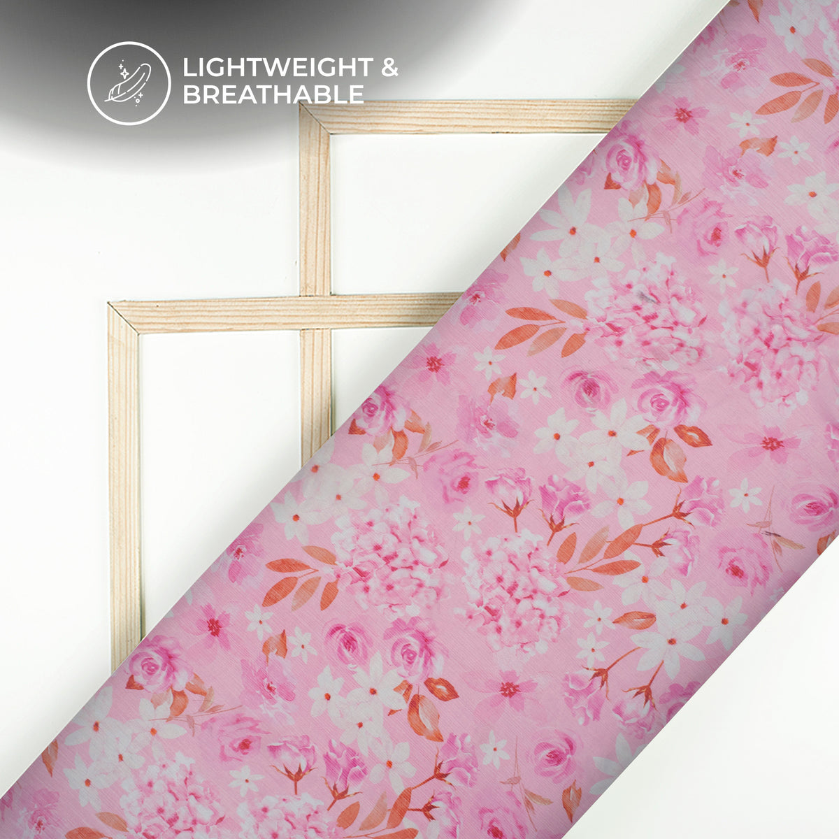 Taffy Pink Floral Digital Print Bemberg Chiffon Fabric